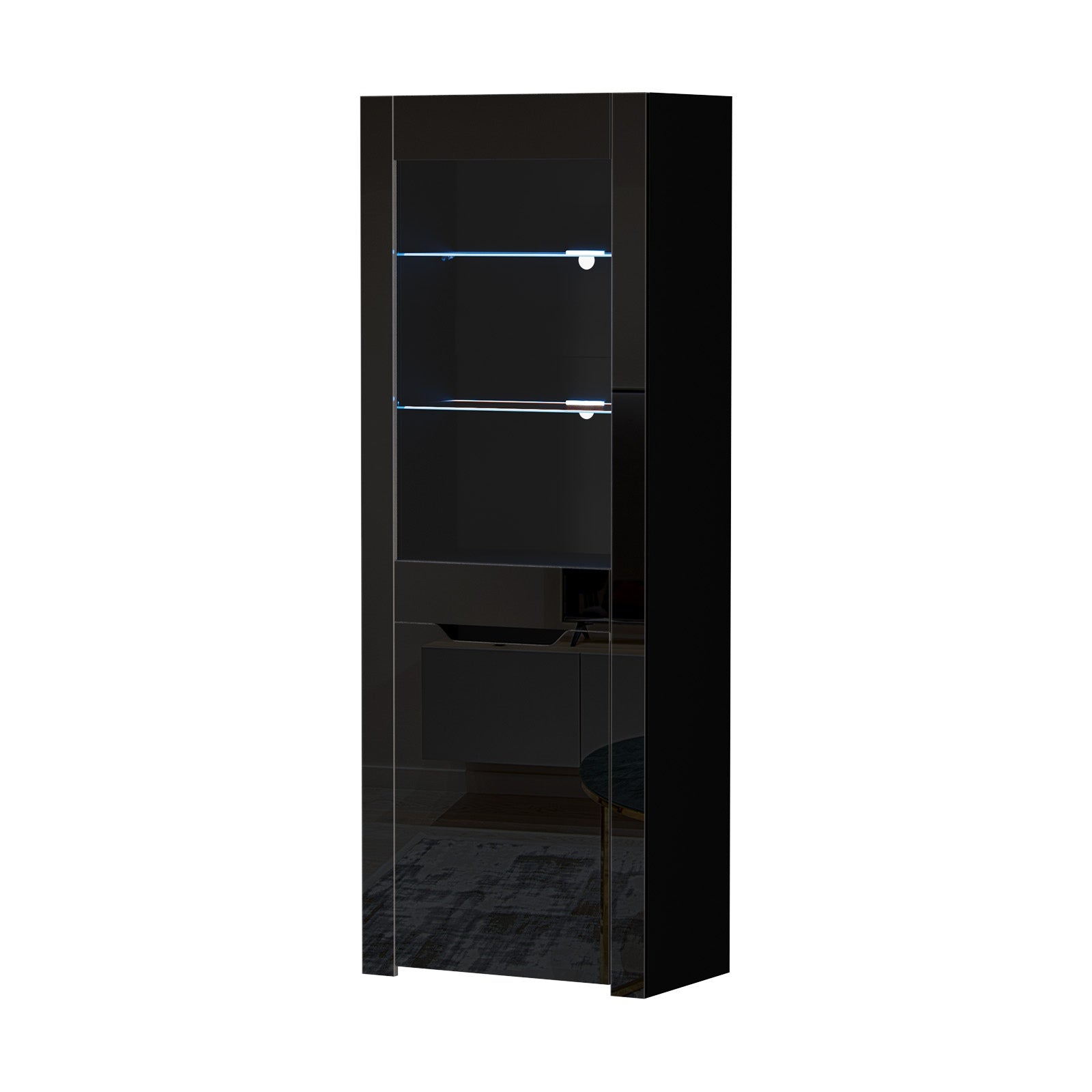 Oikiture Display Cabinet High Gloss LED Cupboard Tall Storage Sideboard 165cm