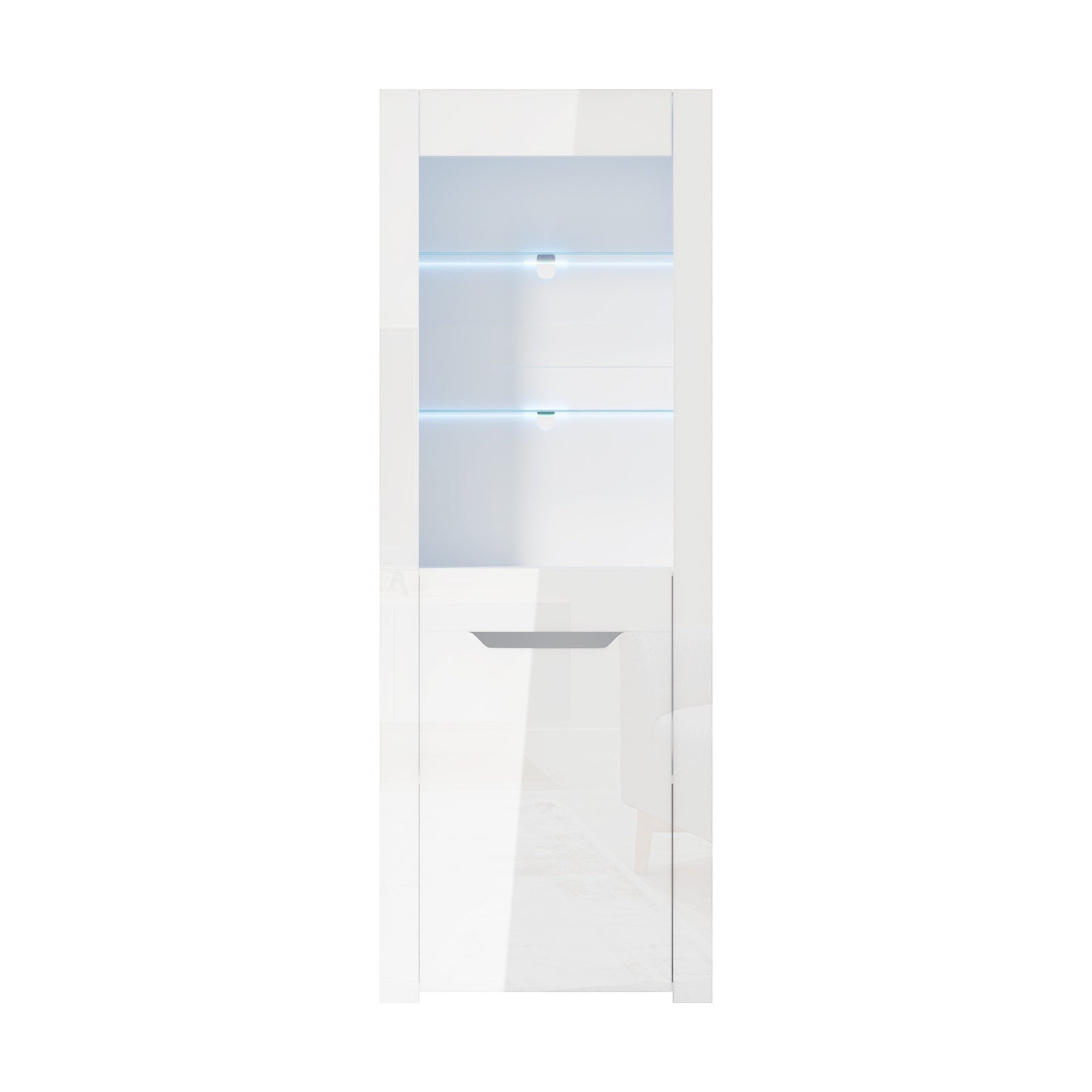Oikiture Display Cabinet Buffet Sideboard High Gloss Cupboard LED Light White