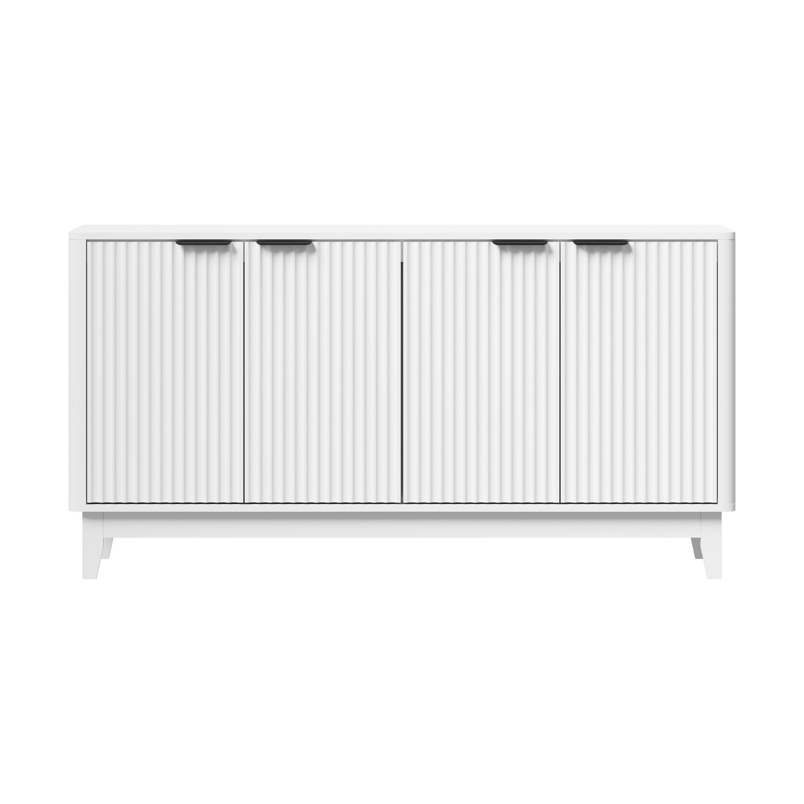 Oikiture Buffet Sideboard Storage Cabinet 4 Doors Cupboard Hallway Table White - Sunyee