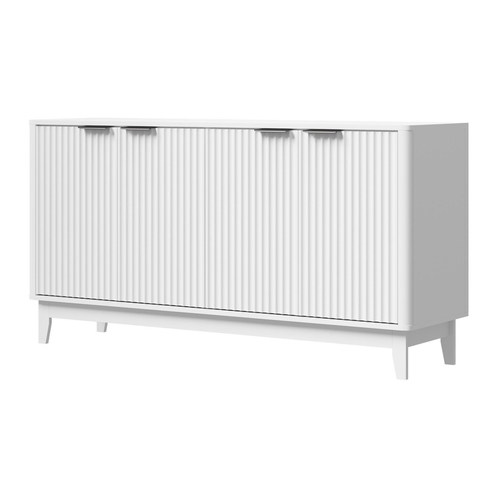 Oikiture Buffet Sideboard Storage Cabinet 4 Doors Cupboard Hallway Table White - Sunyee