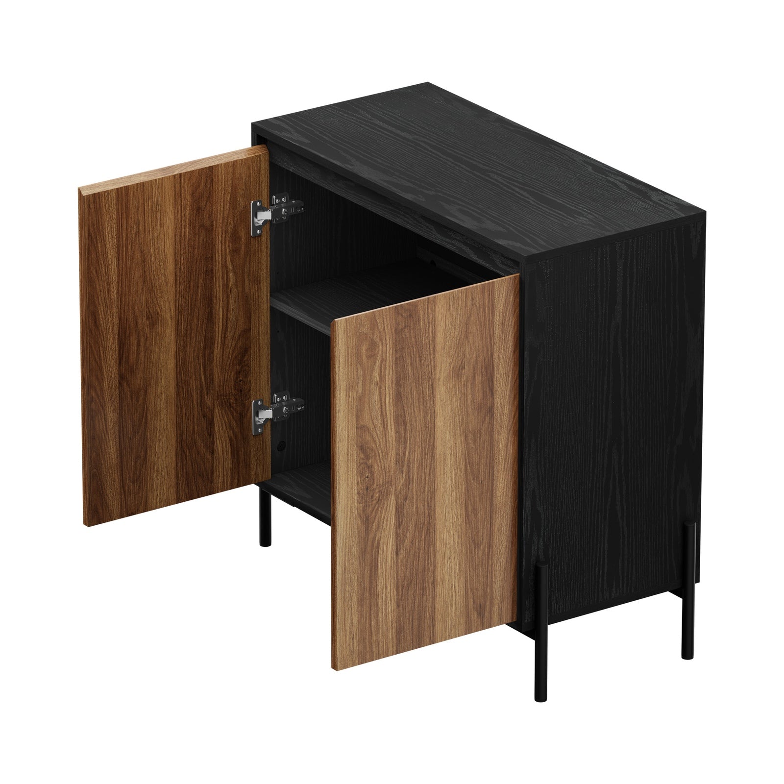 Oikiture Buffet Sideboard Storage Cabinet Cupboard 2 Doors Hallway Table Walnut - Sunyee