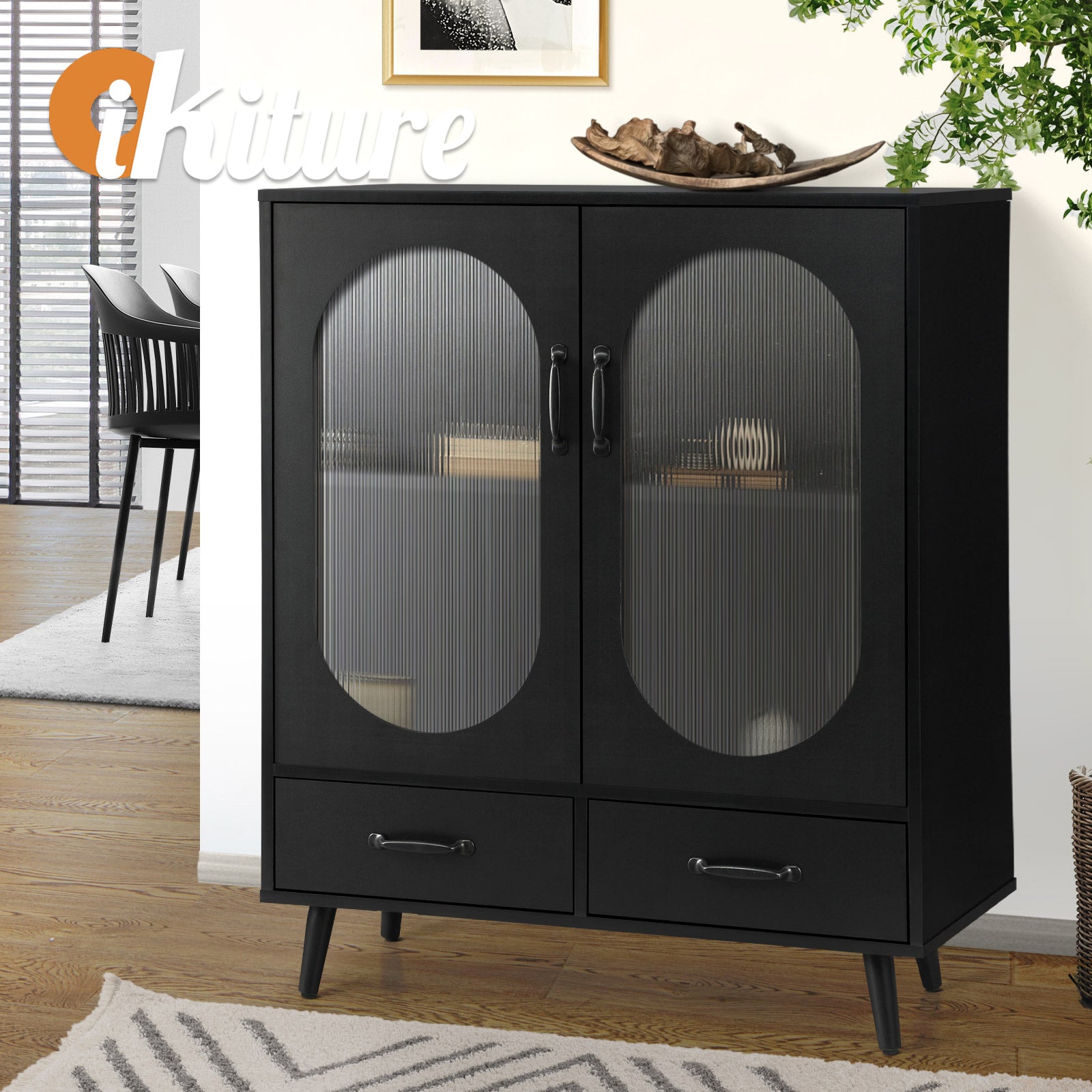 Oikiture Sideboard Buffet Bar Storage Cabinet Cupboard Hallway Console Table - Sunyee