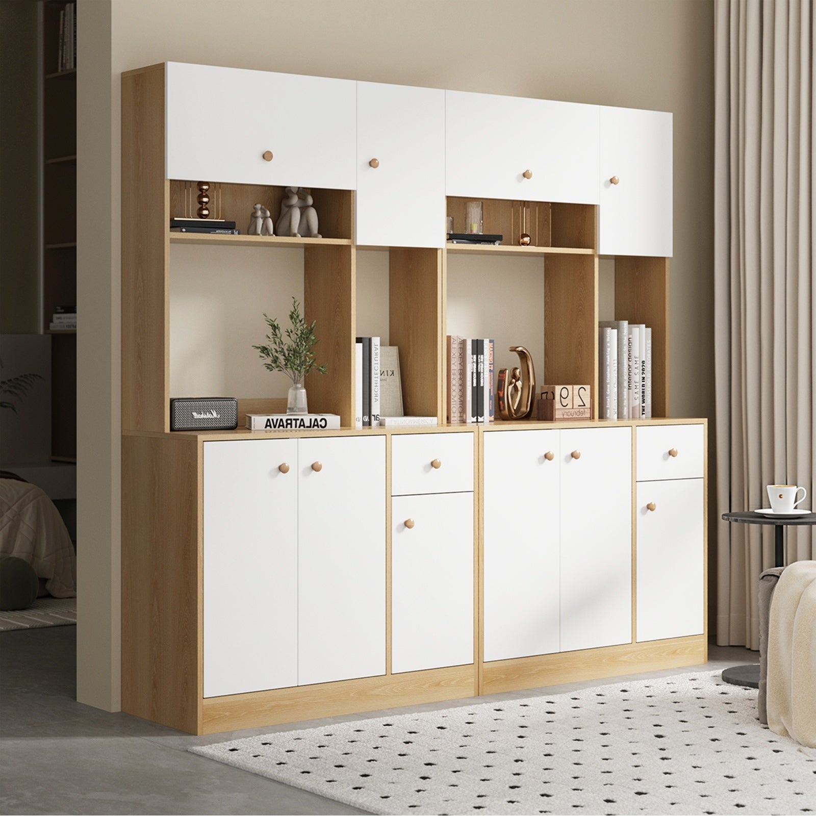 Oikiture Buffet Sideboard Storage Cabinet Kitchen Pantry Cupboard Hallway Table - Sunyee