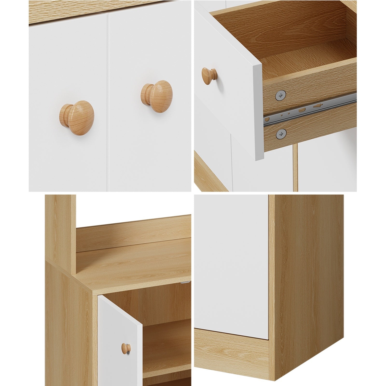 Oikiture Buffet Sideboard Storage Cabinet Kitchen Pantry Cupboard Hallway Table - Sunyee