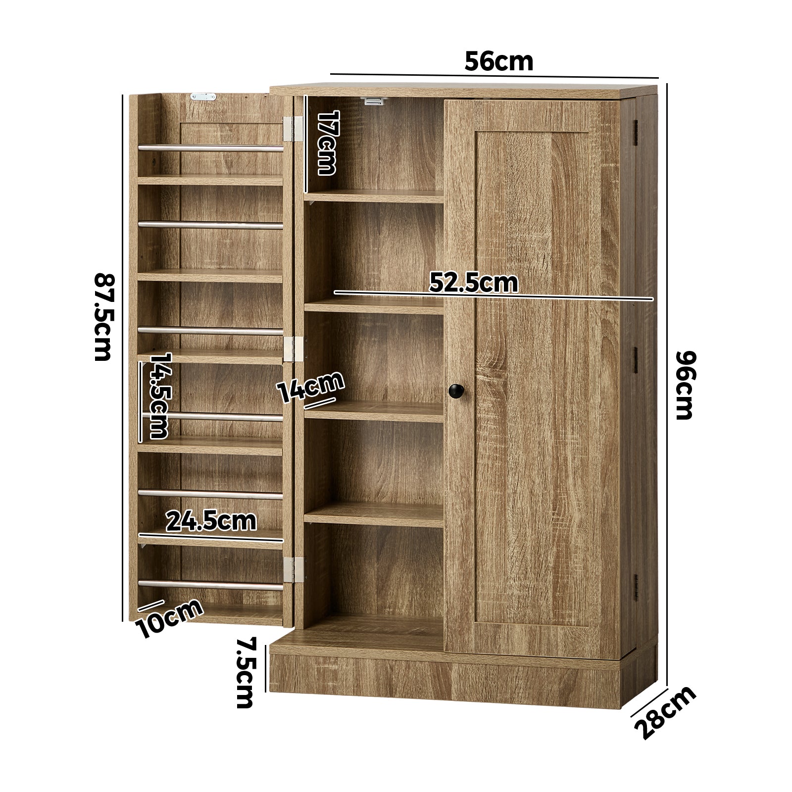 Oikiture Buffet Sideboard Cabinet 2 Door Cupboard Pantry Kitchen Storage Natural