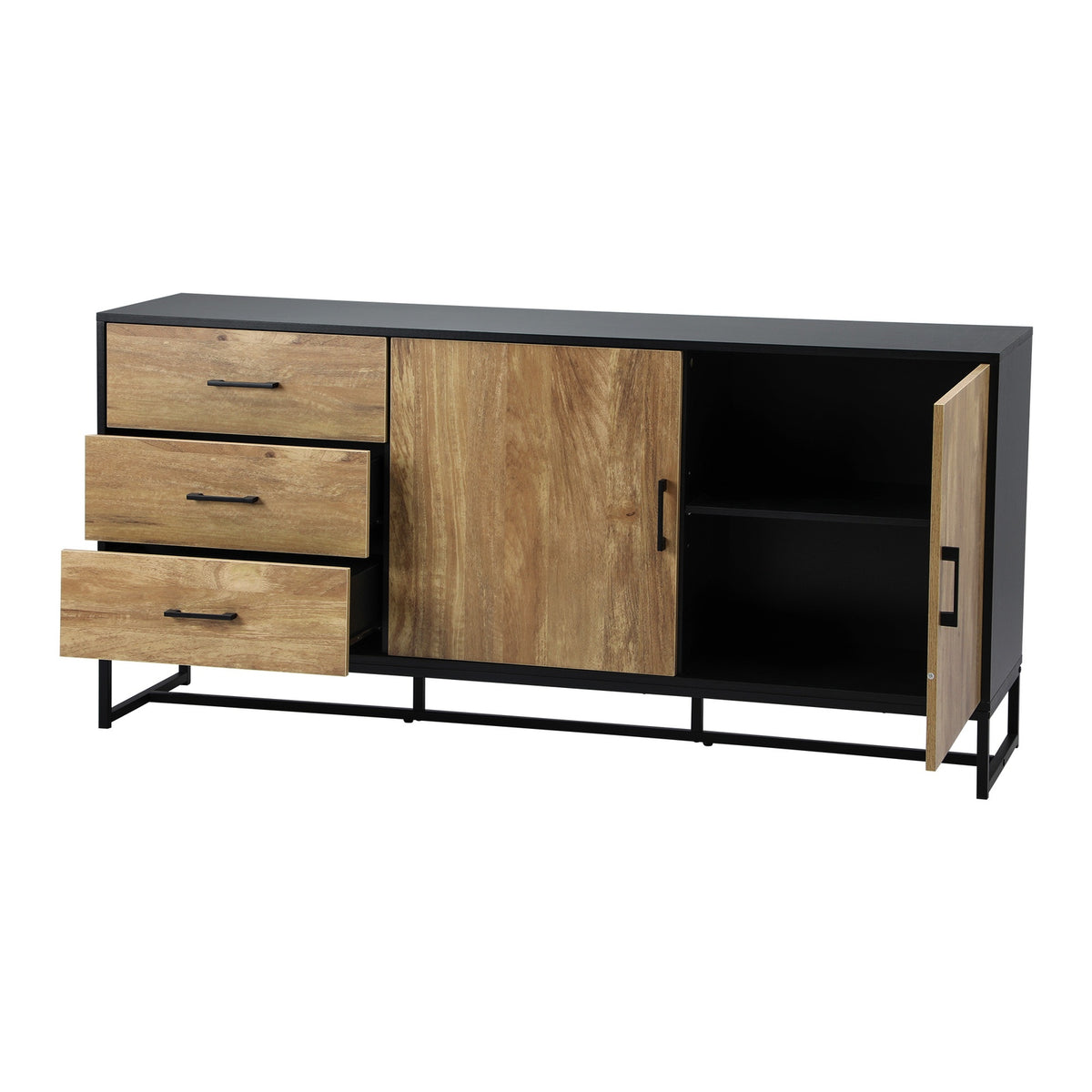 Oikiture Buffet Sideboard Cupboard Cabinet 3 Drawers 2 Door Pantry Storage Table - Sunyee