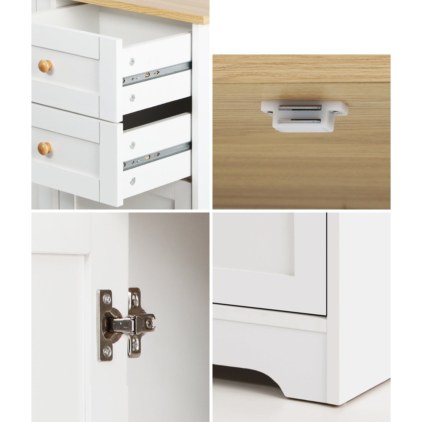 Oikiture Sideboard Buffet Storage Cabinet Cupboard Hallway Kitchen Drawers Table - Sunyee