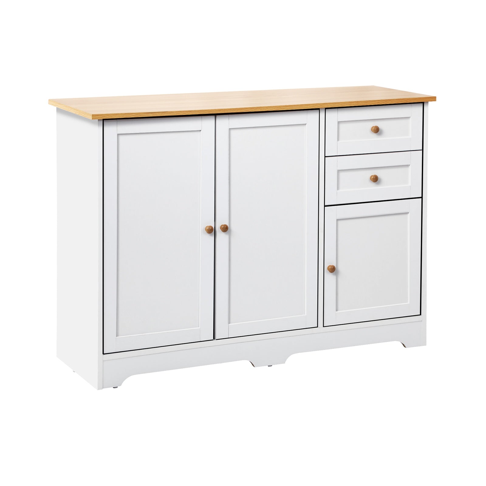 Oikiture Sideboard Buffet Storage Cabinet Cupboard Hallway Kitchen Drawers Table - Sunyee
