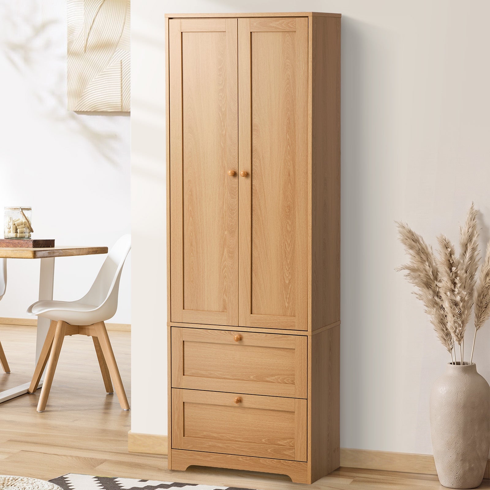 Oikiture Buffet Sideboard Storage Cabinet Kitchen Cupboard Wardrobe Drawer Oak