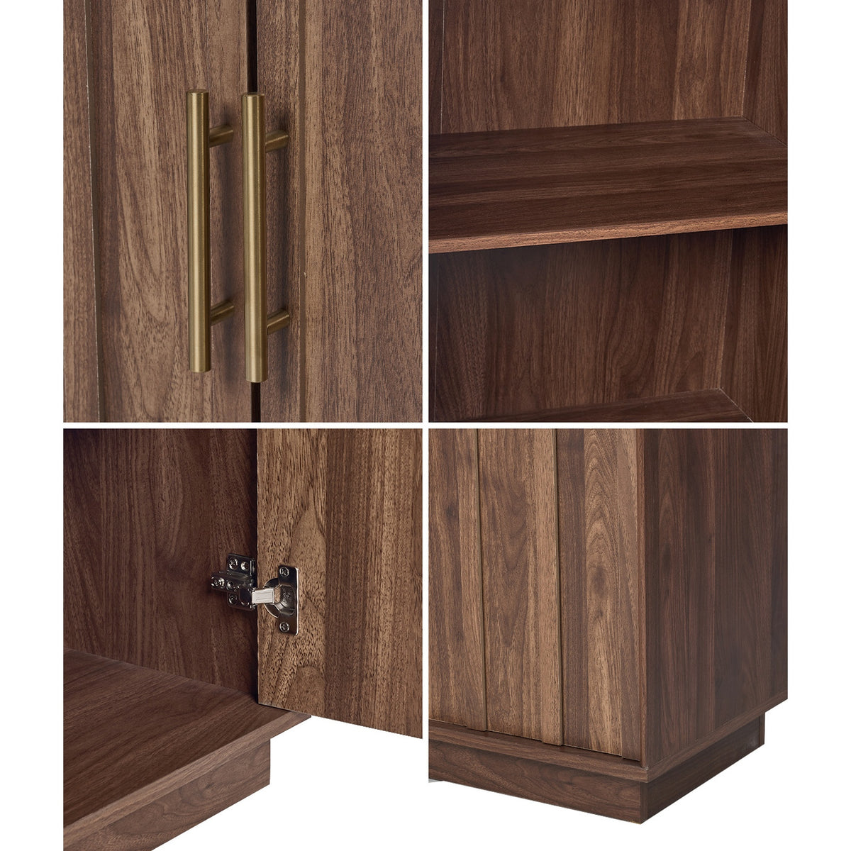 Oikiture 140cm Buffet Sideboard Storage Cabinet Cupboard Hallway Table Walnut