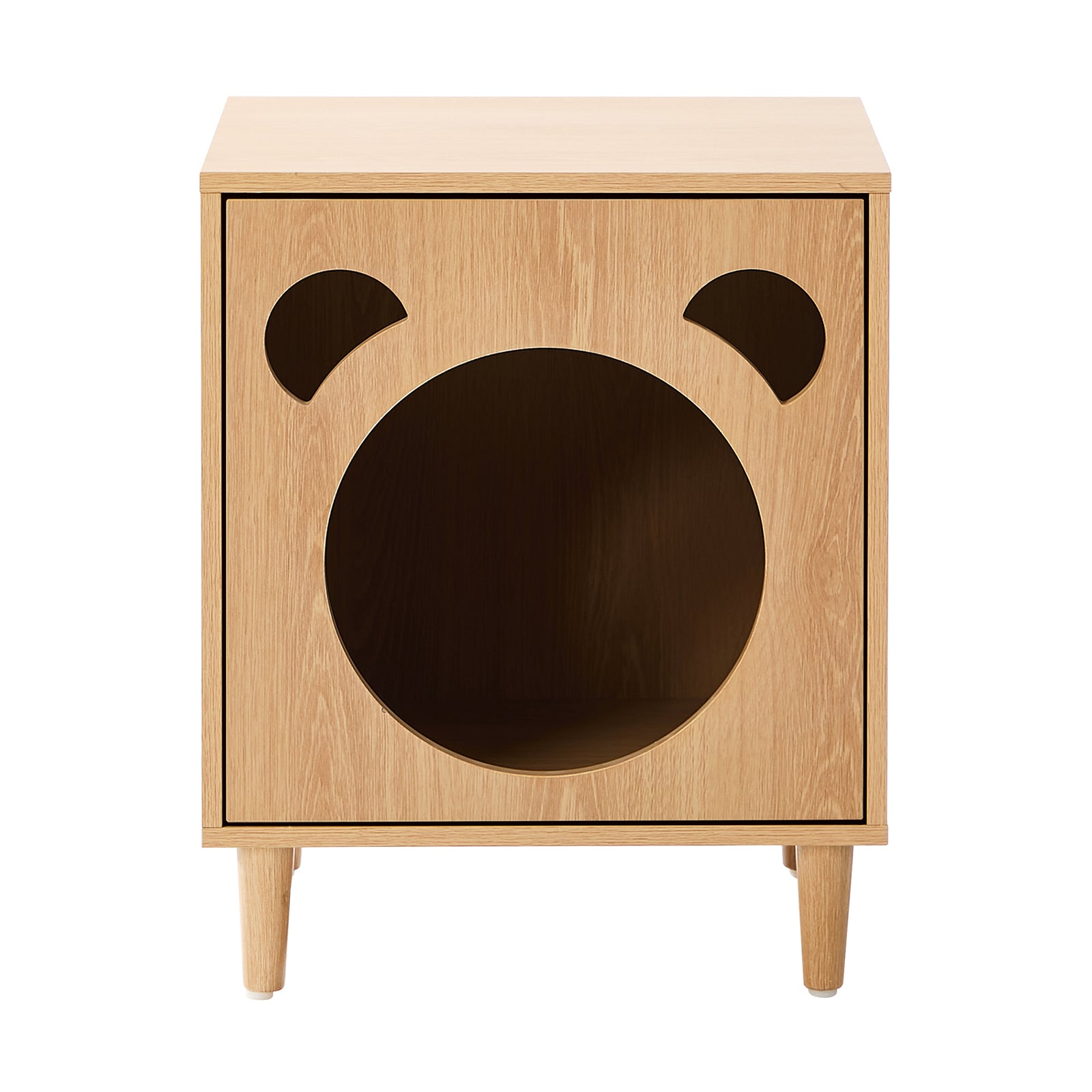 Oikiture Pet Storage Cabinet Cat House Side Table Hidden Litter Box Natural