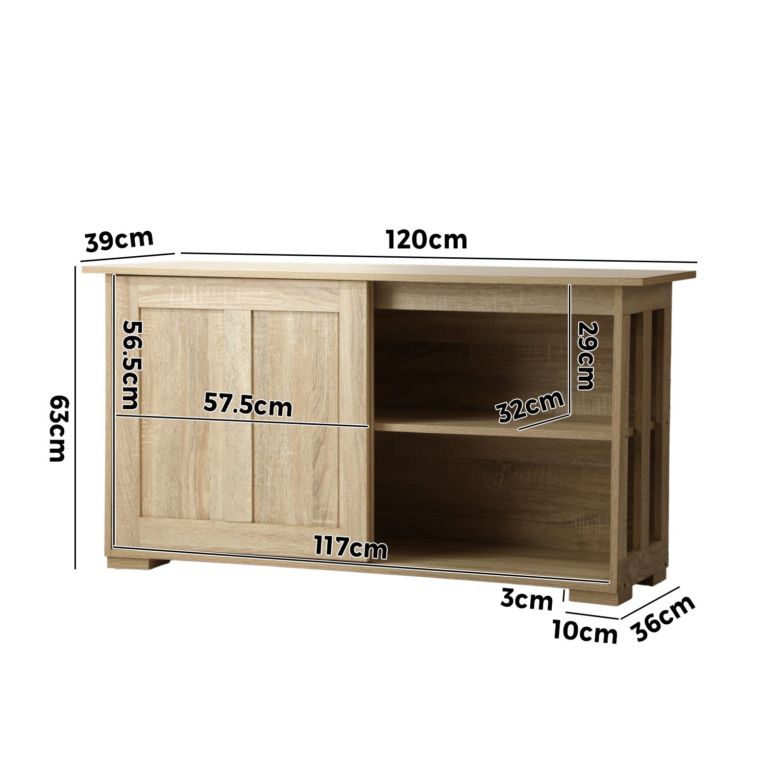 Oikiture Buffet Sideboard Storage Cabinet Kitchen Cupboard Hallway Table Natural