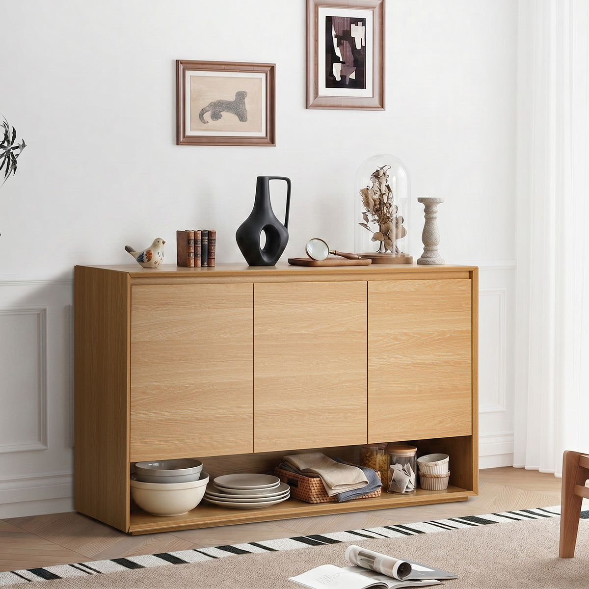 Oikiture Buffet Sideboard Storage Cabinet 3 Doors Cupboard Hallway Table 120cm