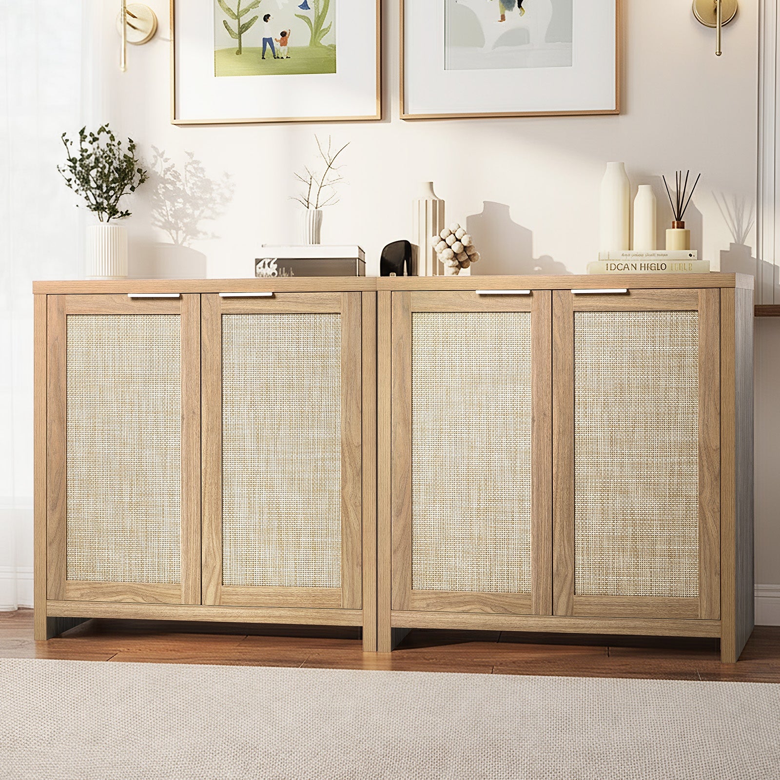 Oikiture 2x Buffet Sideboard Storage Cabinet Cupboard Kitchen Hallway Table - Sunyee