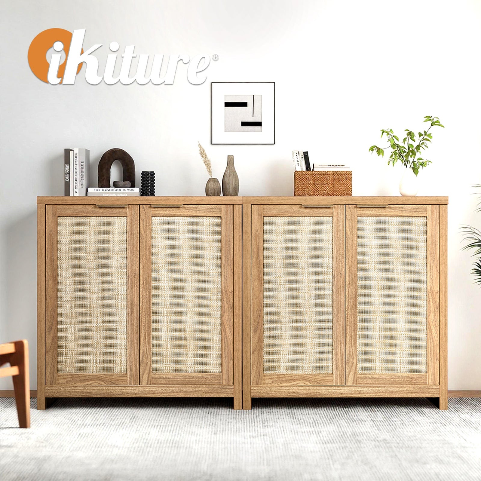 Oikiture 2x Buffet Sideboard Storage Cabinet Cupboard Kitchen Hallway Table - Sunyee