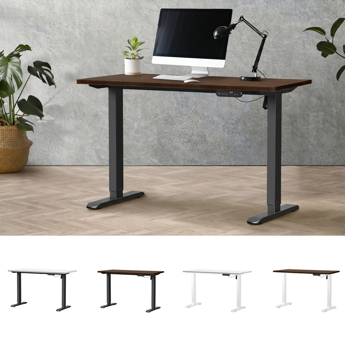 Oikiture 120CM Electric Standing Desk Single Motor Frame with Tabletop 3 Colour