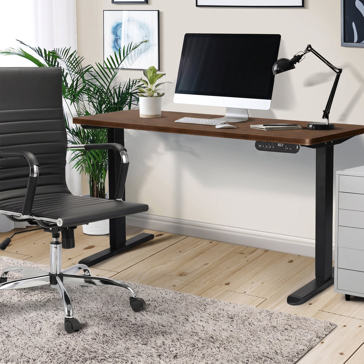 Oikiture 120CM Electric Standing Desk Single Motor Frame with Tabletop 3 Colour
