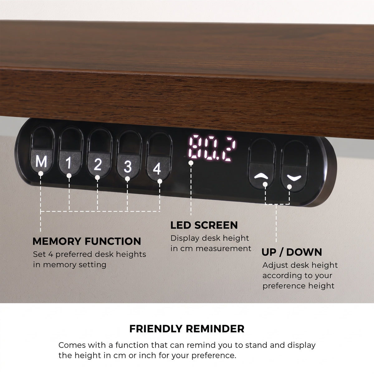 Oikiture 120CM Electric Standing Desk Single Motor Frame with Tabletop 3 Colour