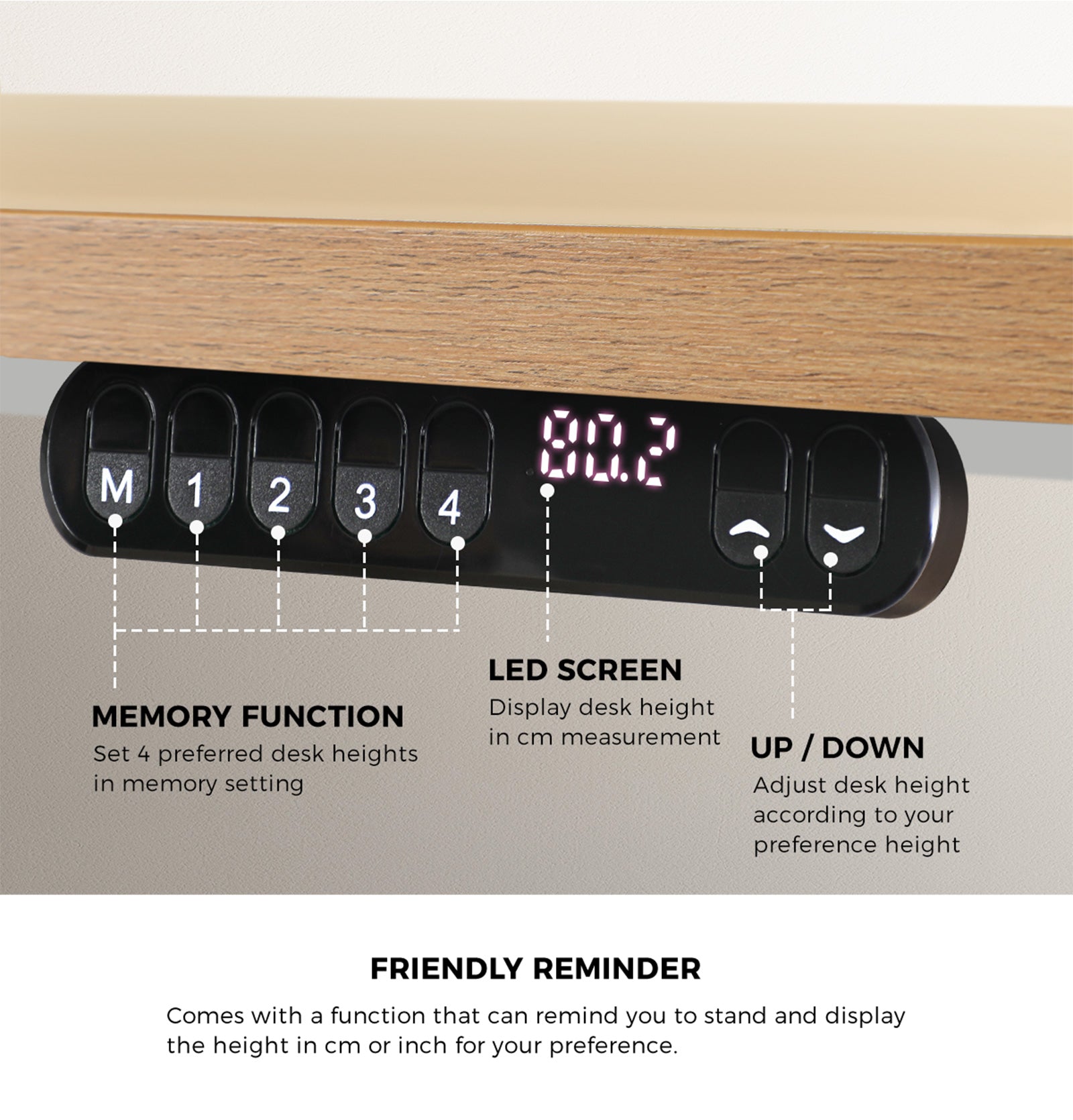 Oikiture 120CM Electric Standing Desk Single Motor Frame with Tabletop 3 Colour - Sunyee
