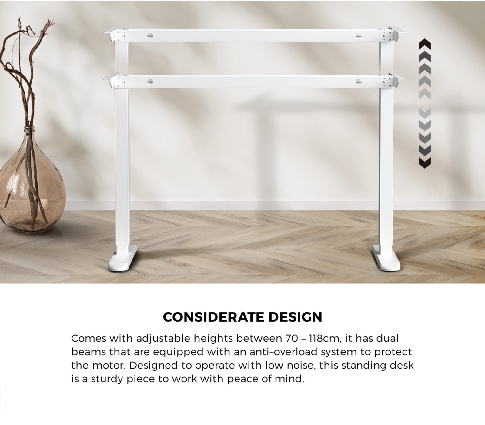 Oikiture 120CM Electric Standing Desk Single Motor Frame with Tabletop 3 Colour - Sunyee