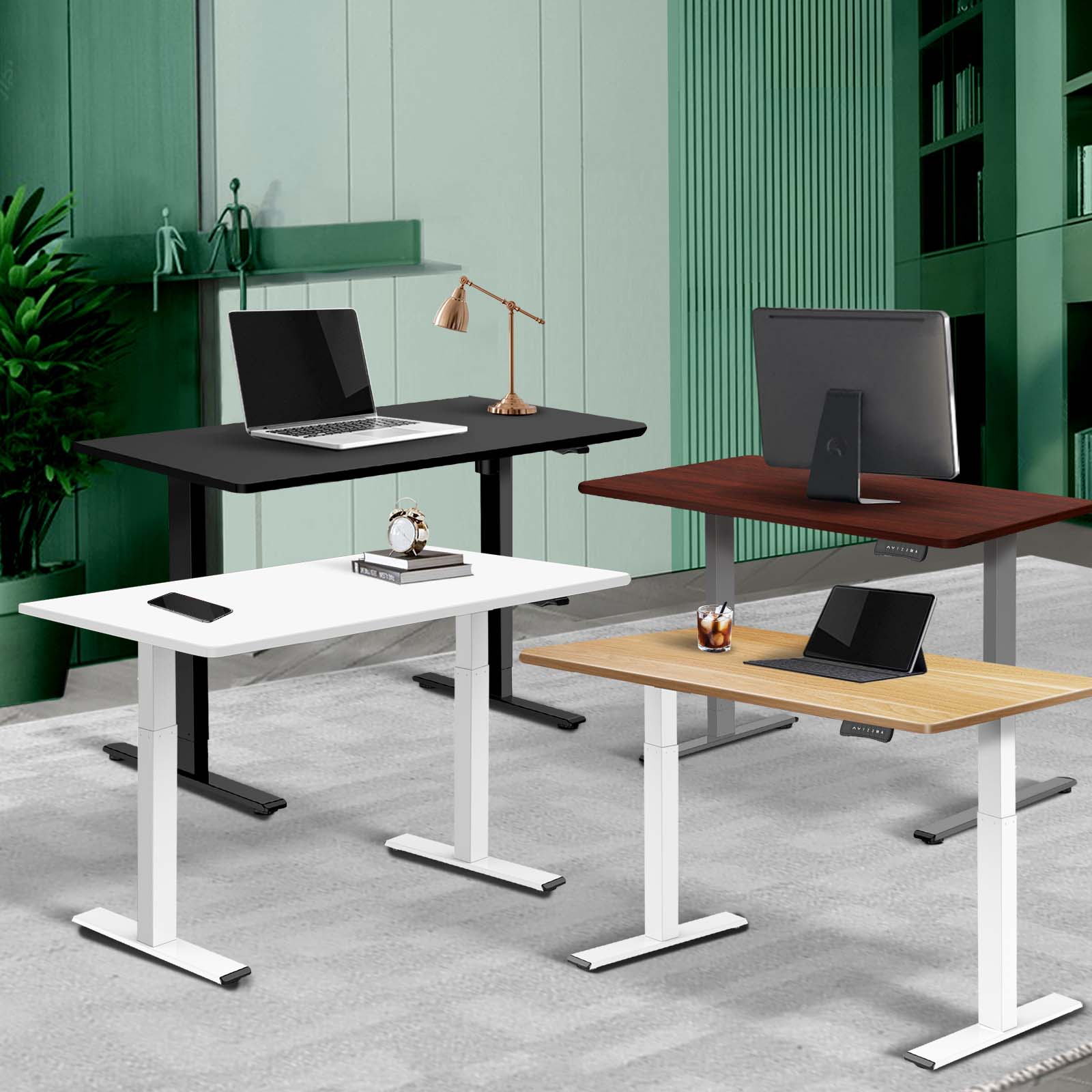 Oikiture Standing Desk Motorised Height Adjustable Stand Office Computer Table - Sunyee