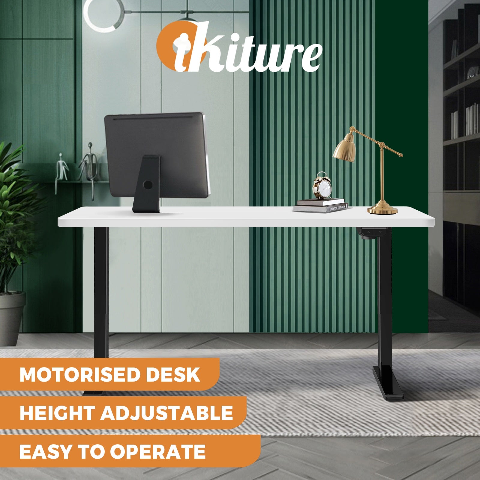 Oikiture Standing Desk Motorised Height Adjustable Stand Office Computer Table - Sunyee