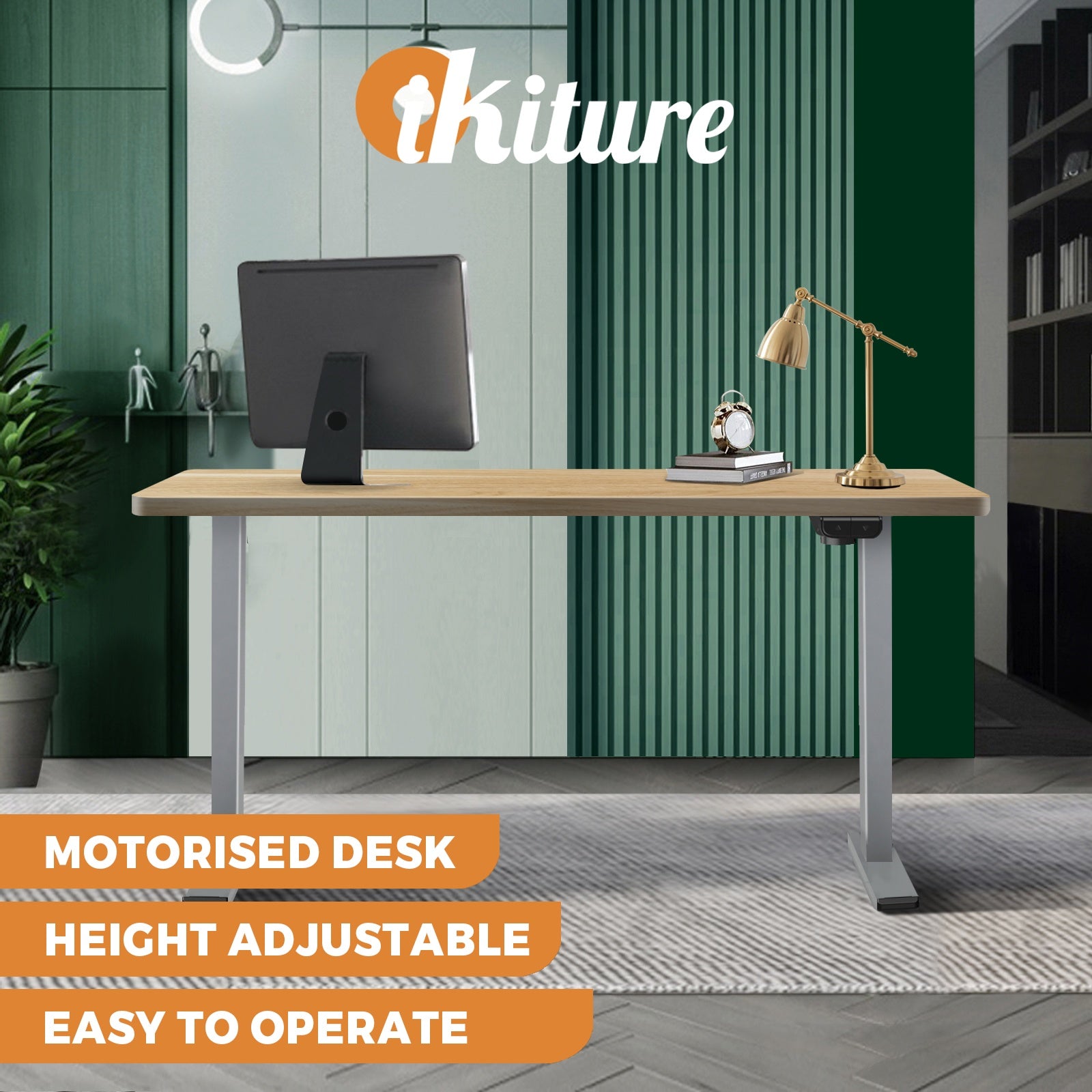 Oikiture Standing Desk Motorised Height Adjustable Stand Office Computer Table - Sunyee