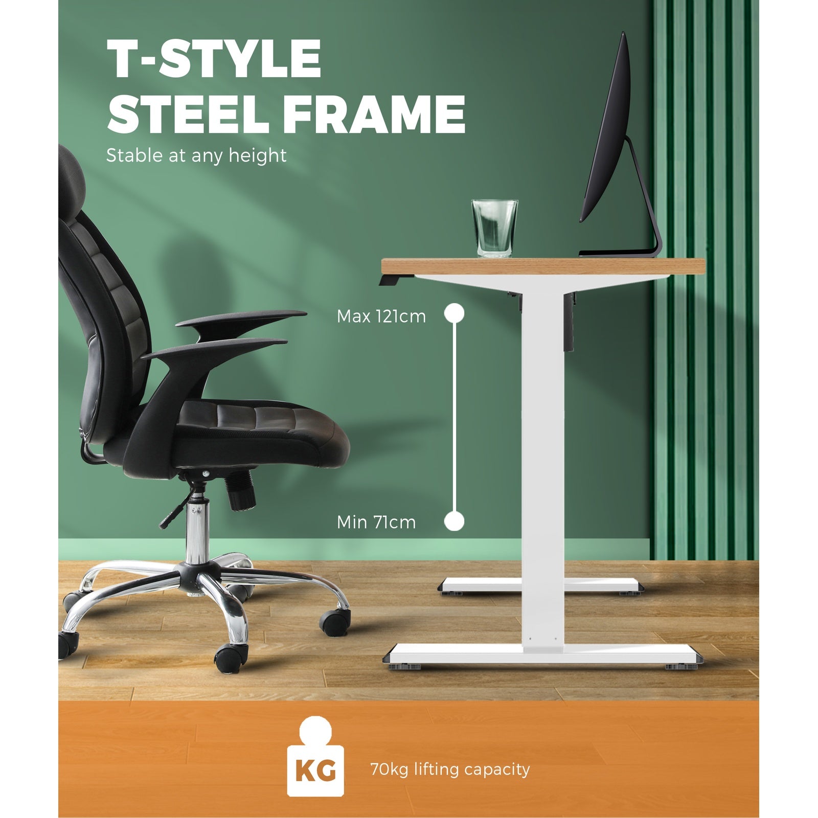 Oikiture Standing Desk Height Adjustable Motorised Electric Sit Stand Table Oak - Sunyee