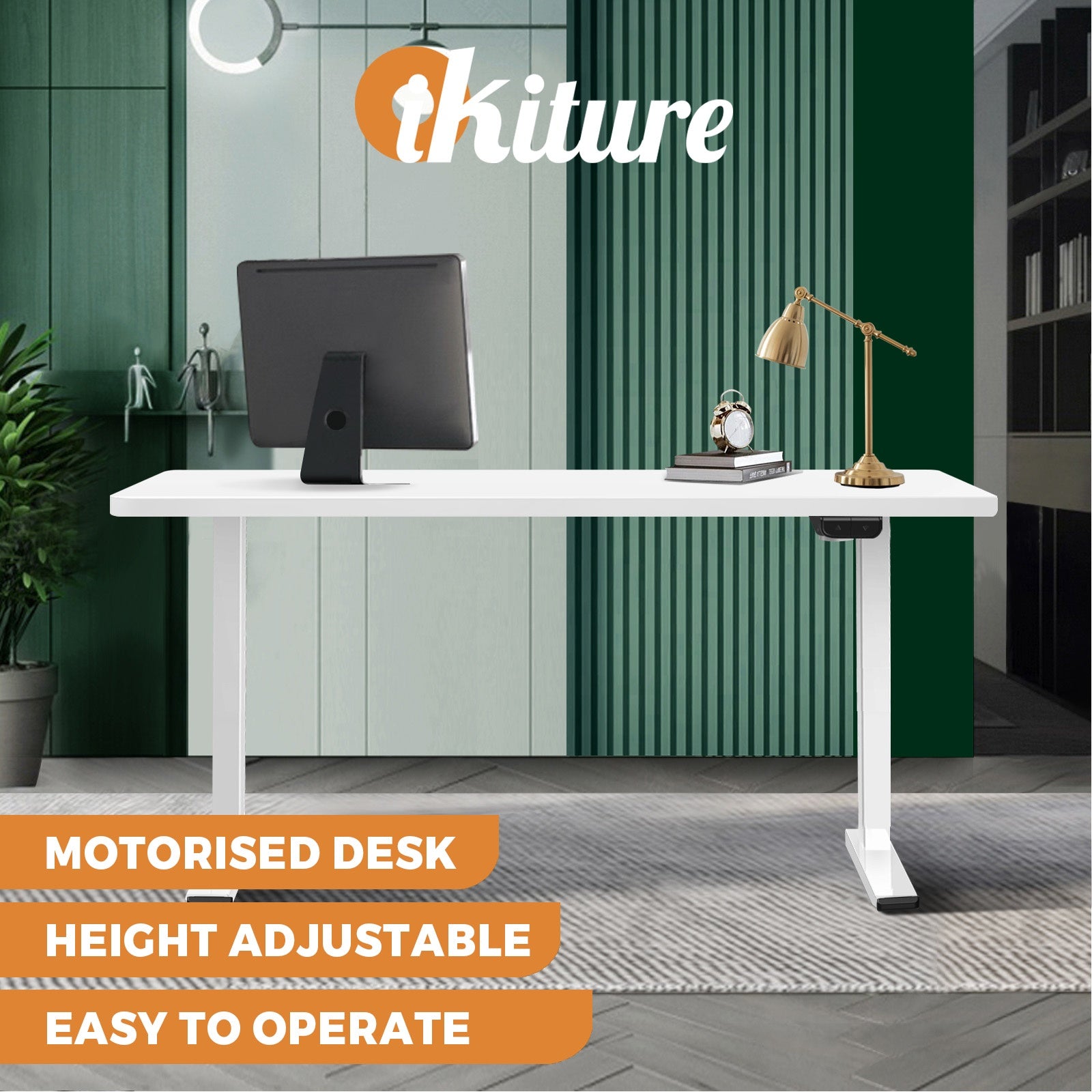 Oikiture Standing Desk Motorised Height Adjustable Stand Office Computer Table - Sunyee