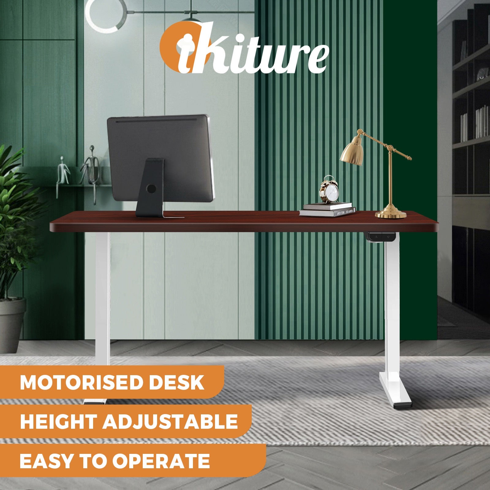 Oikiture Standing Desk Motorised Height Adjustable Stand Office Computer Table - Sunyee