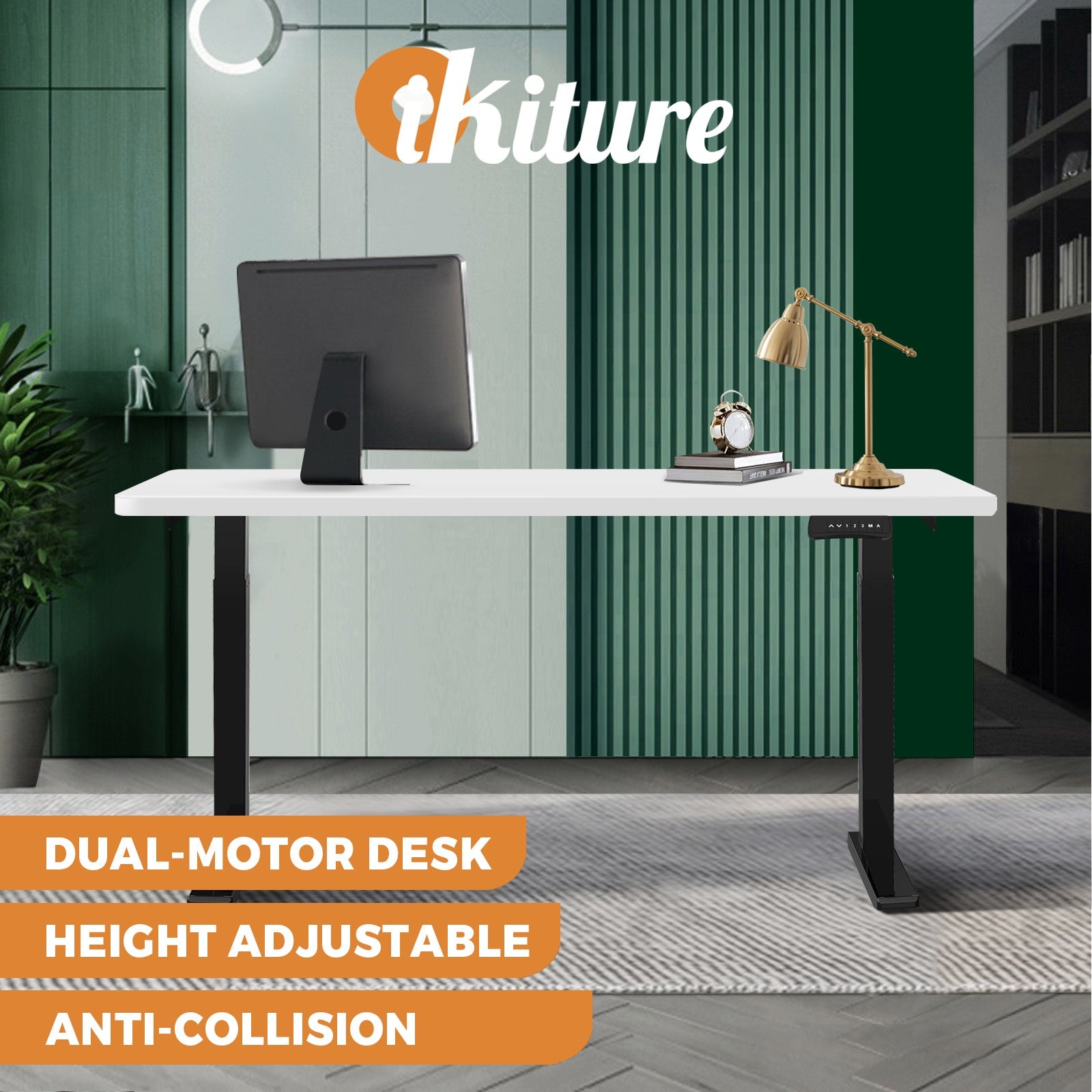 Oikiture Standing Desk Motorised Height Adjustable Stand Office Computer Table - Sunyee