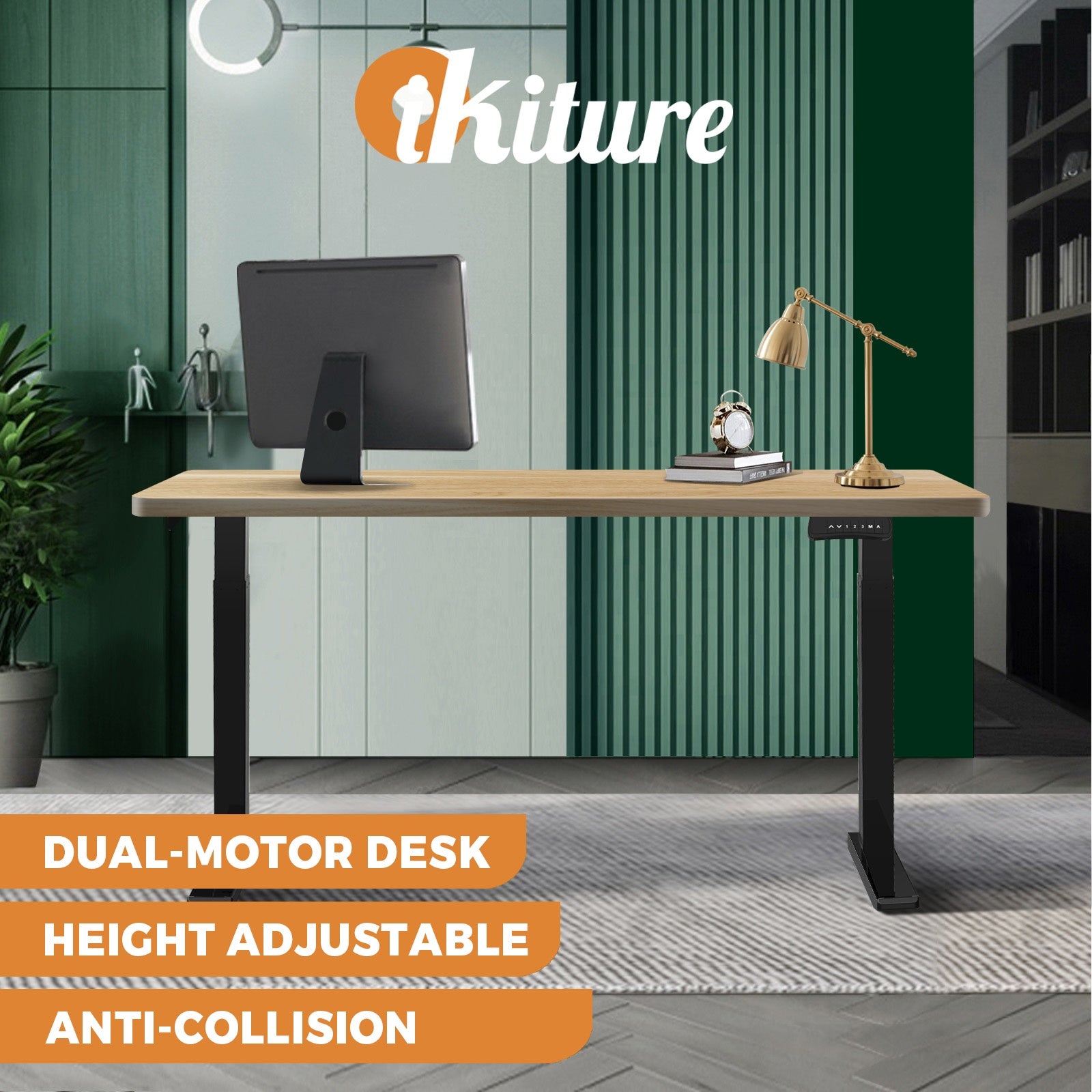 Oikiture Standing Desk Motorised Height Adjustable Stand Office Computer Table - Sunyee