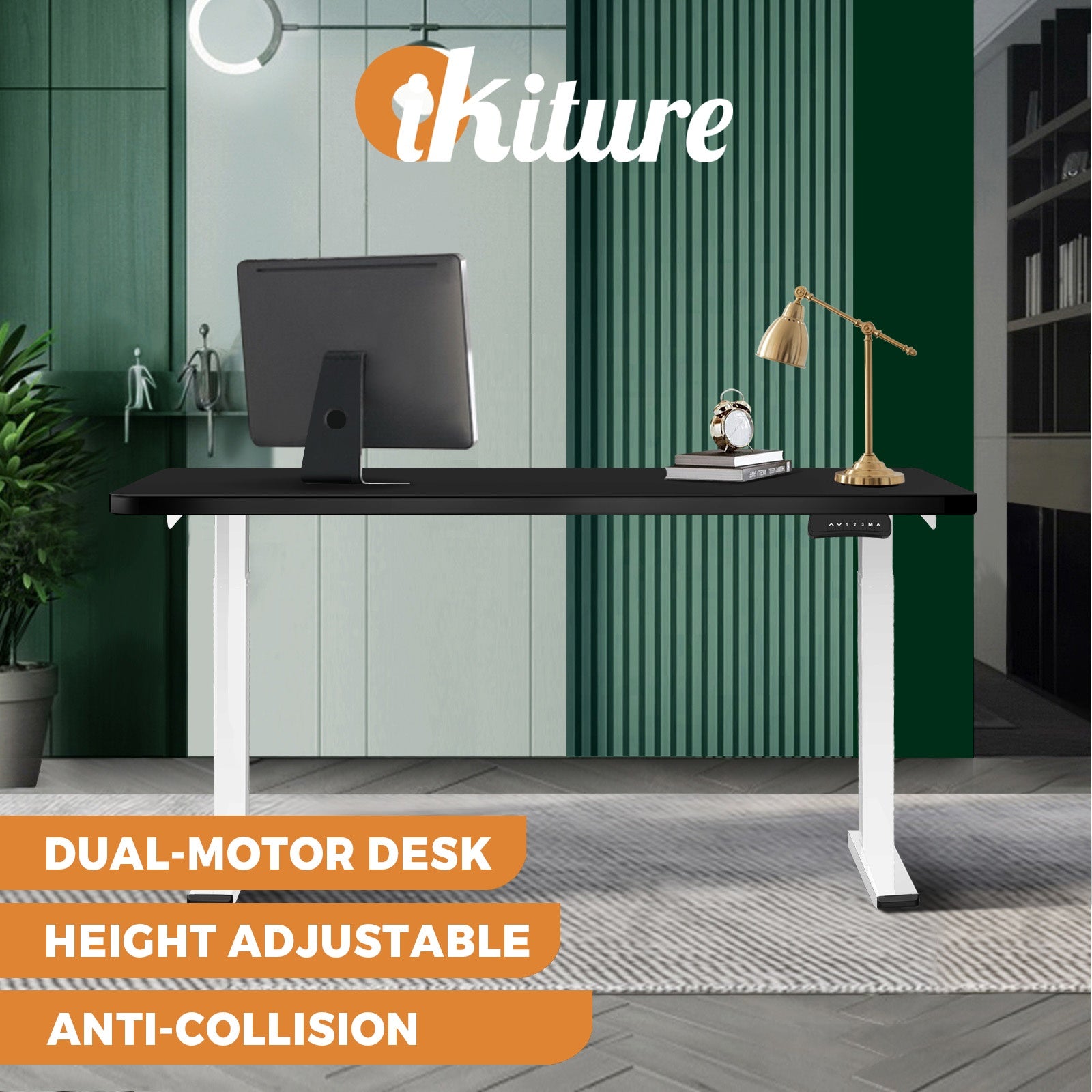 Oikiture Standing Desk Motorised Height Adjustable Stand Office Computer Table - Sunyee