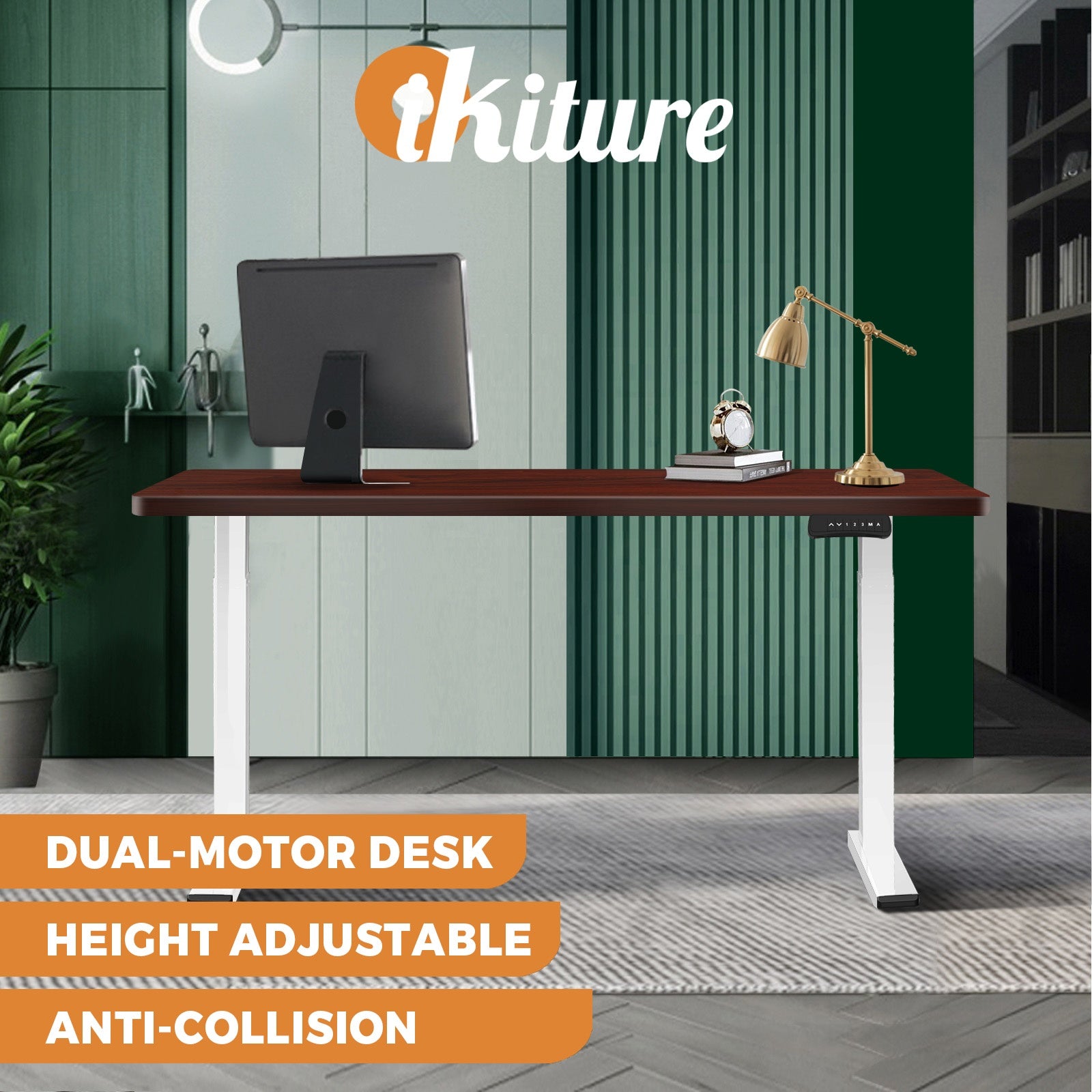 Oikiture Standing Desk Motorised Height Adjustable Stand Office Computer Table - Sunyee