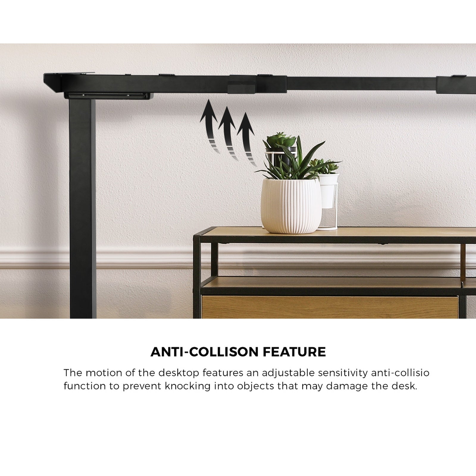 Oikiture L-shape Electric Standing Desk Single Motor Black Frame 145CM Desktop - Sunyee