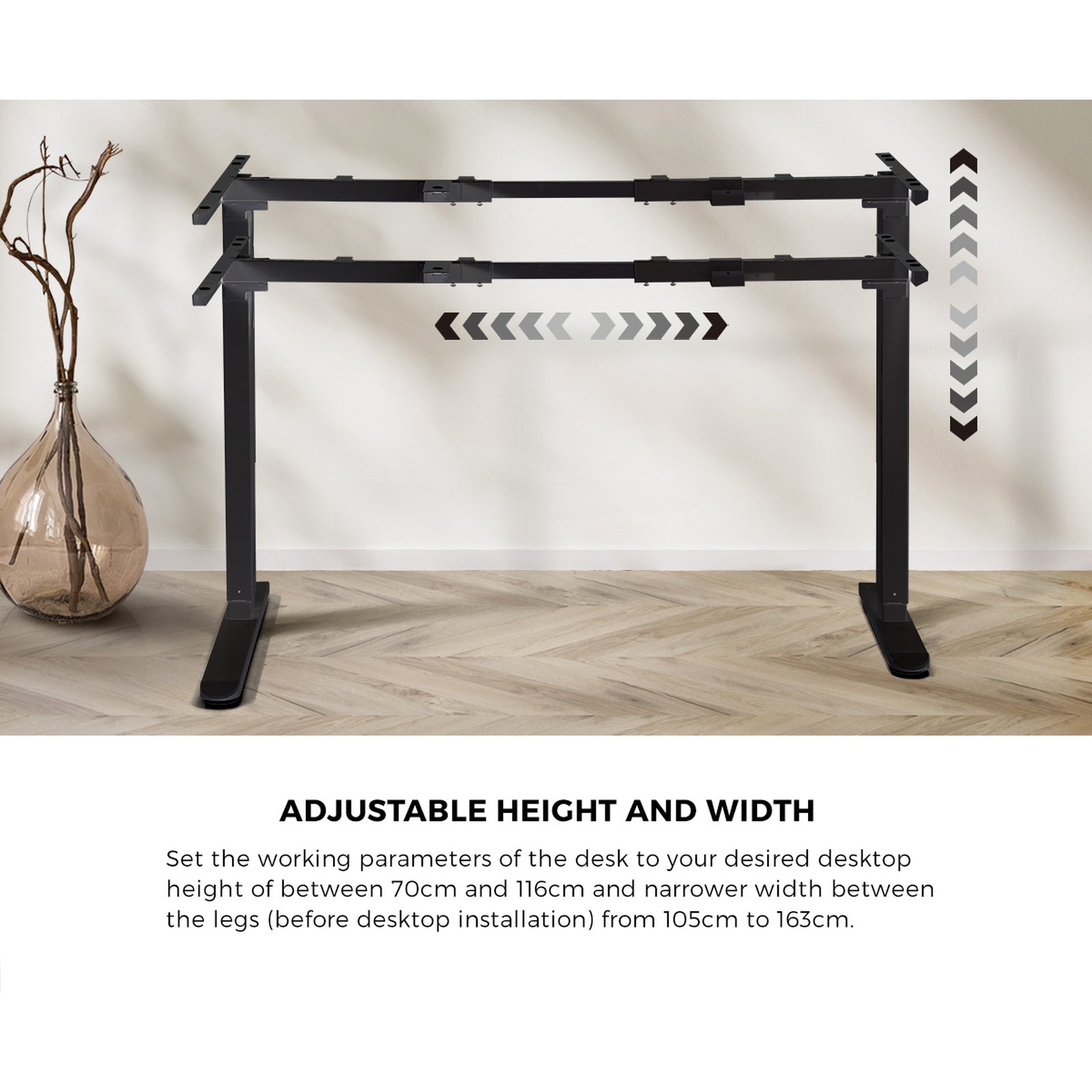 Oikiture L-shape Electric Standing Desk Single Motor Black Frame 145CM Desktop - Sunyee