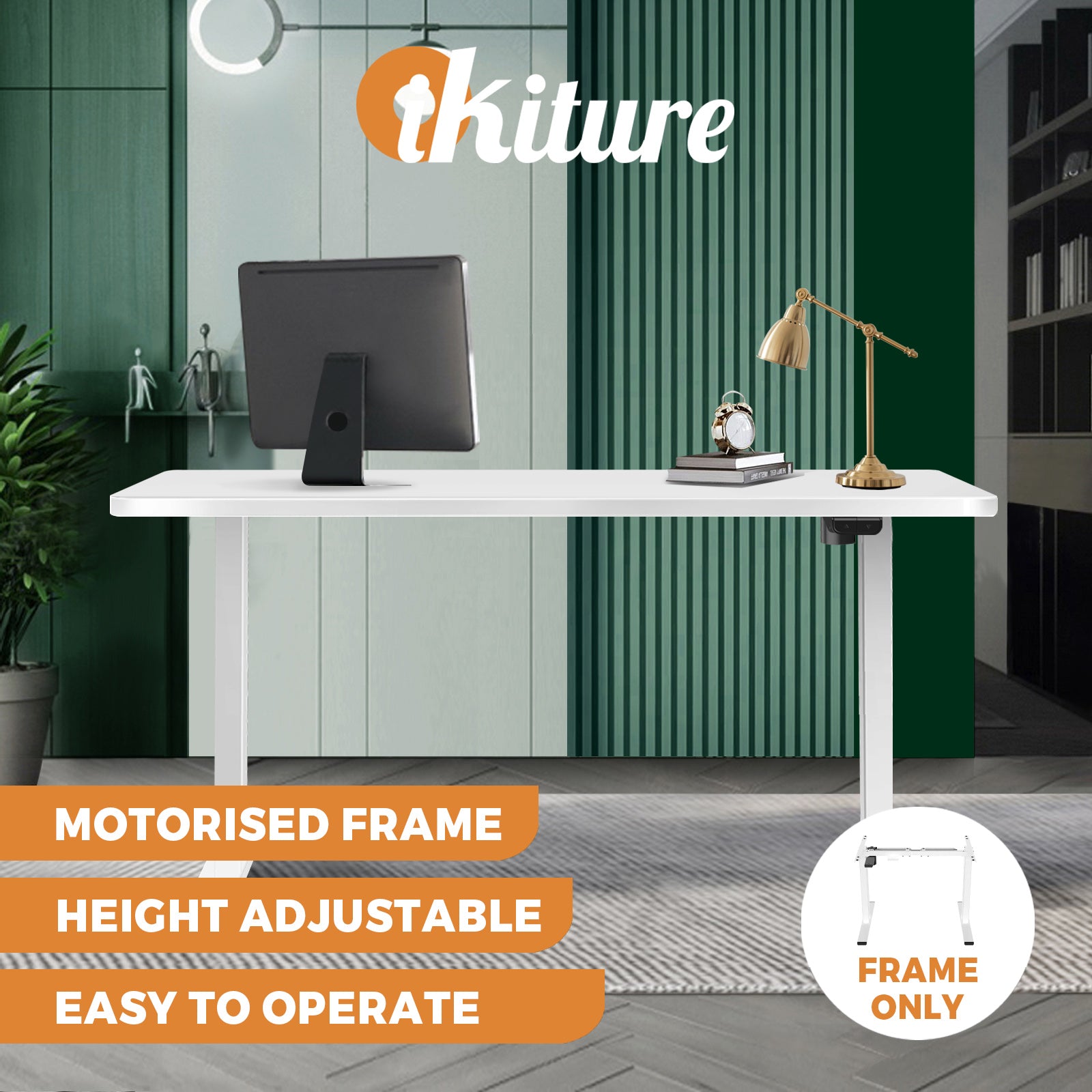 Oikiture Standing Desk Motorised Height Adjustable Stand Office Computer Table - Sunyee