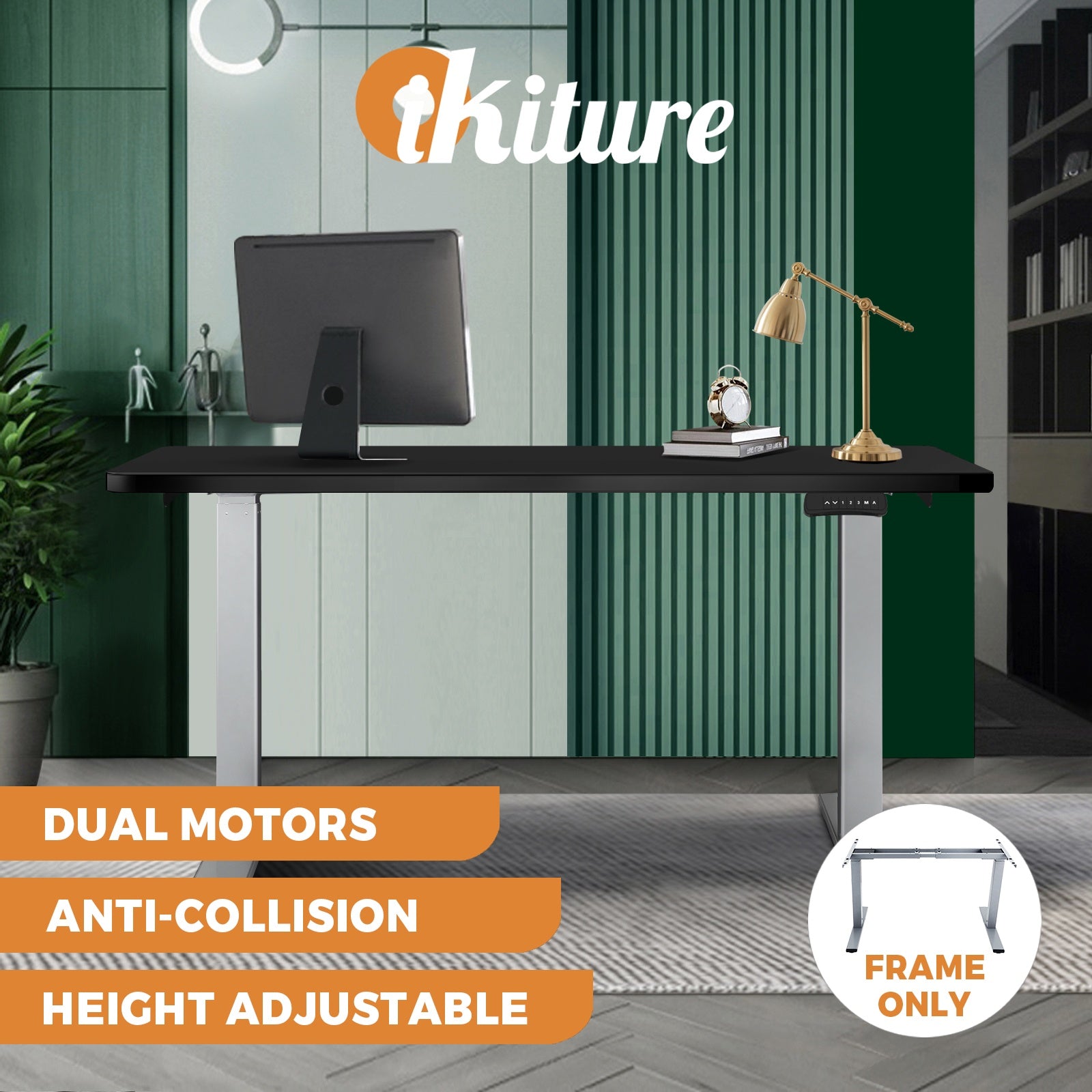 Oikiture Standing Desk Motorised Height Adjustable Stand Office Computer Table - Sunyee