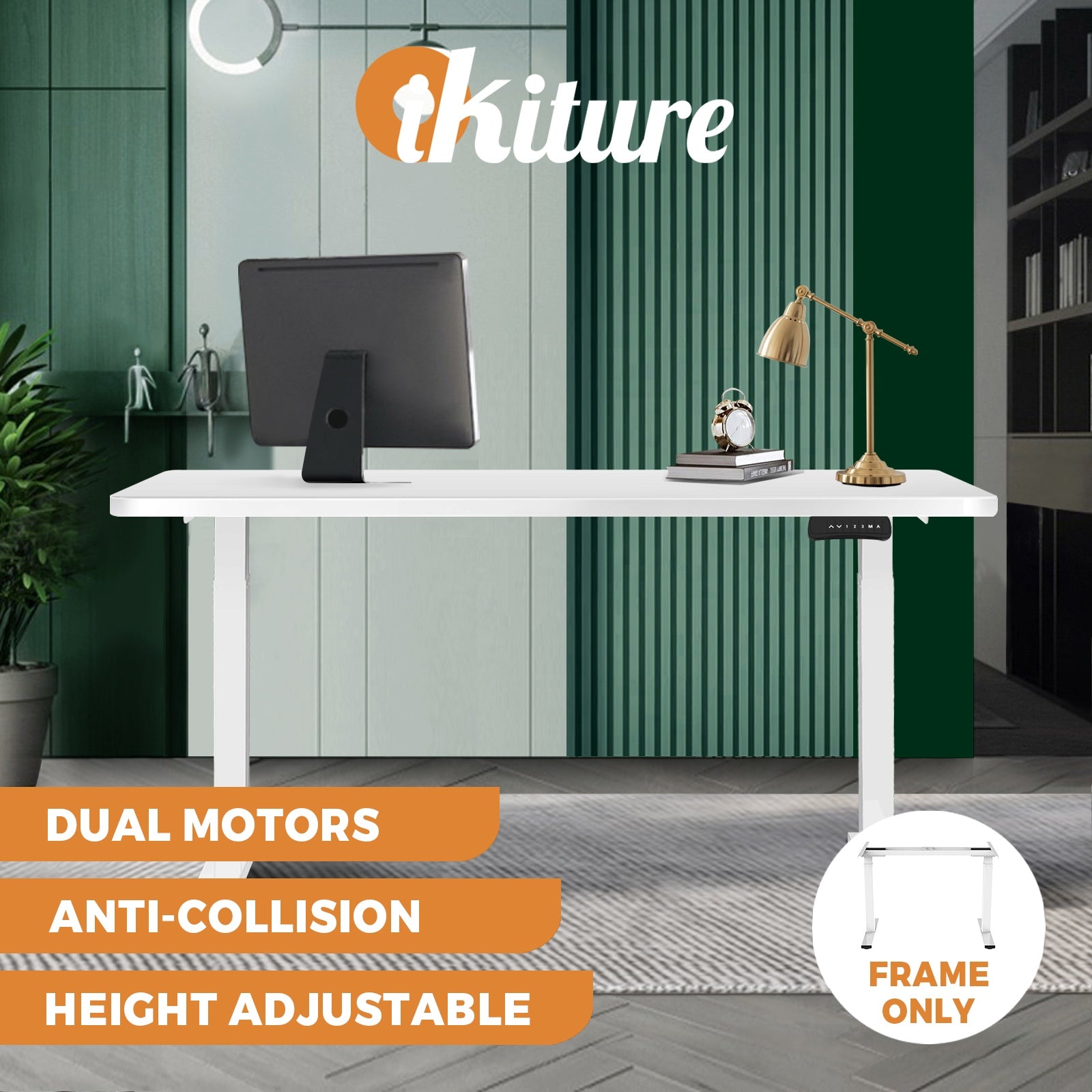 Oikiture Standing Desk Motorised Height Adjustable Stand Office Computer Table - Sunyee