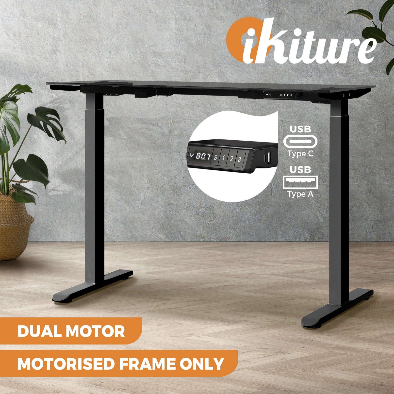 Oikiture Electric Standing Desk Frame Only Dual/Single Motor Height Adjustable - Sunyee