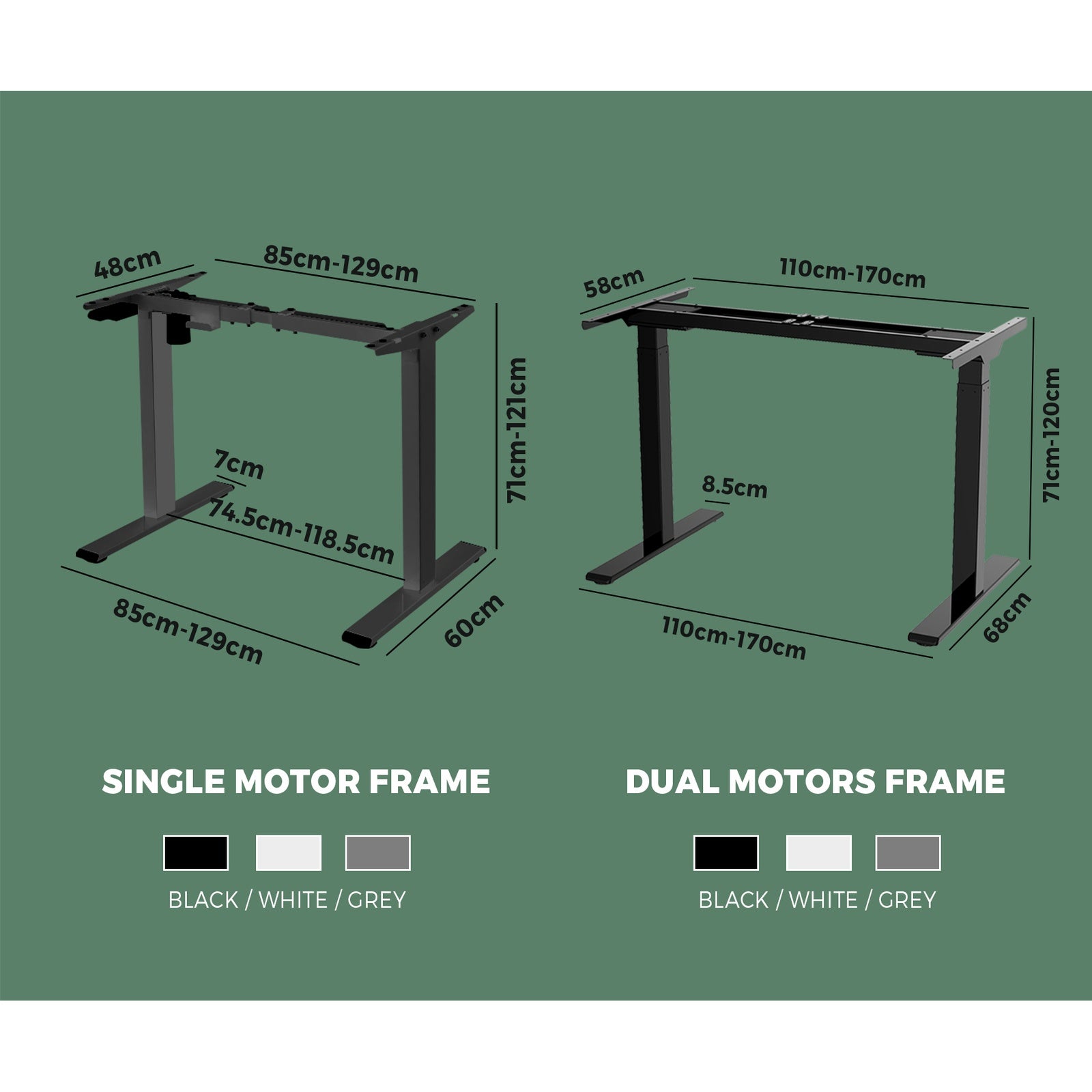 Oikiture Office Standing Desk Height Adjustable Sit Stand Motorised Frame Only - Sunyee