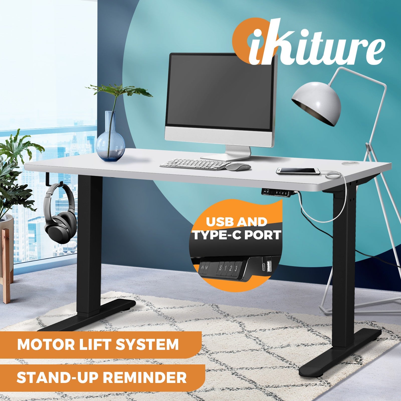 Oikiture Electric Standing Desk Motorised Height Adjustable Sit Stand Table - Sunyee