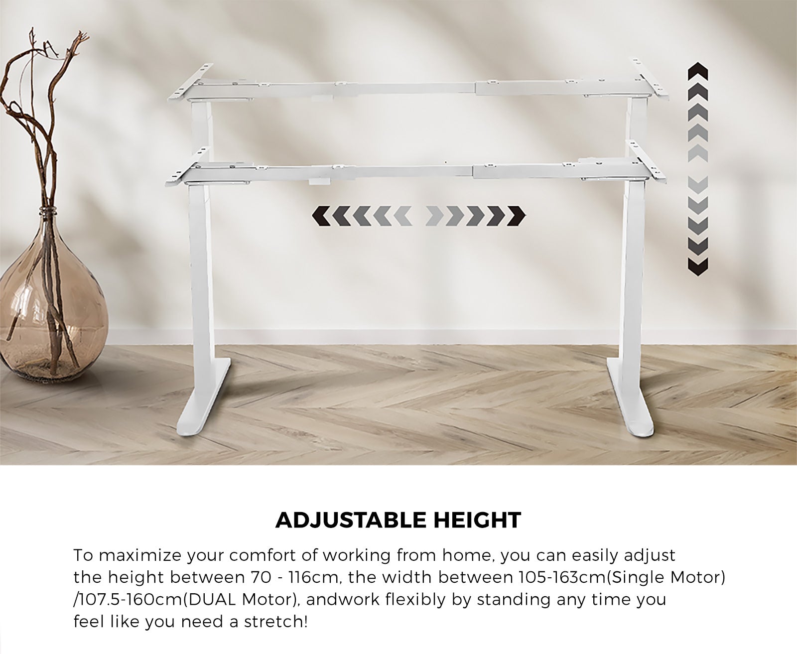 Oikiture Electric Standing Desk Motorised Height Adjustable Sit Stand Table - Sunyee