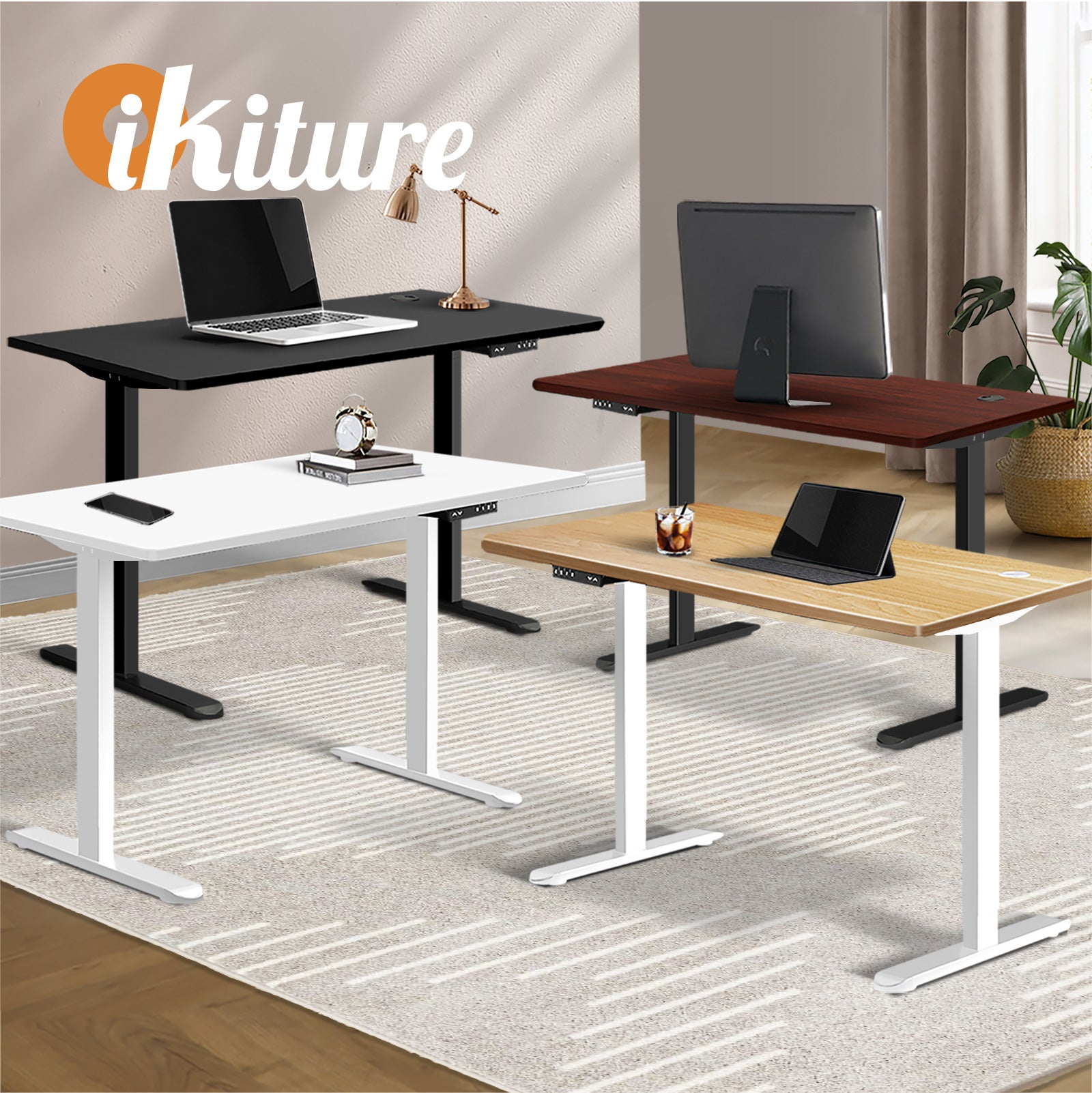 Oikiture Electric Standing Desk Motorised Height Adjustable Sit Stand Table - Sunyee