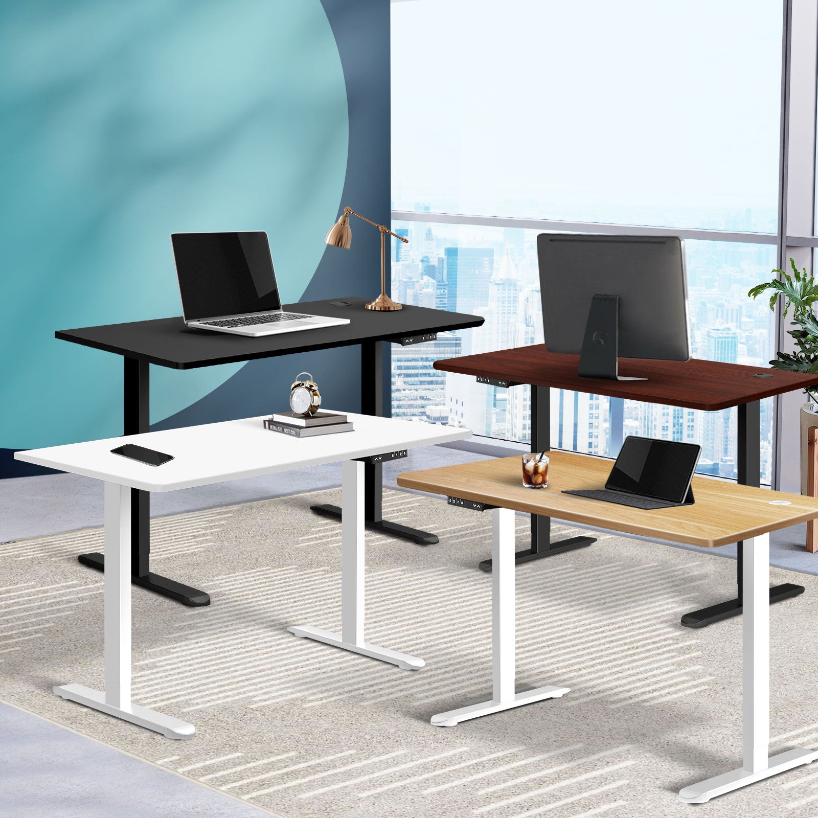 Oikiture Standing Desk Height Adjustable Motorised Electric Sit Stand Table - Sunyee