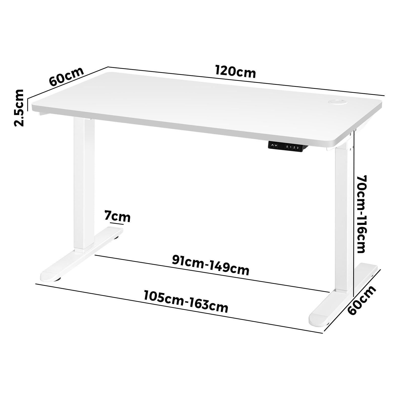 Oikiture Standing Desk Height Adjustable Motorised Electric Sit Stand Table 120cm - Sunyee