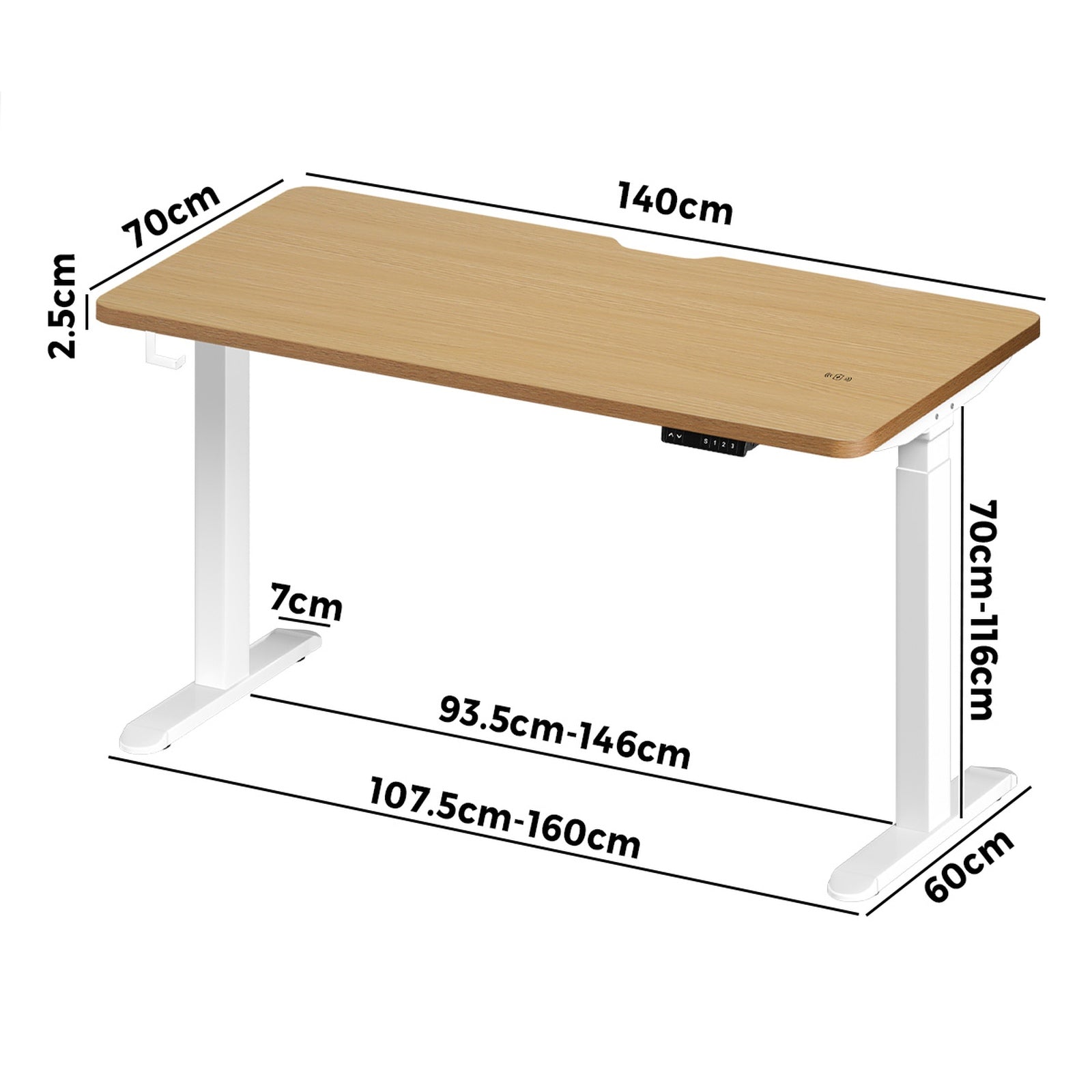 Oikiture Electric Standing Desk With Wireless Charging Dual Motor 140CM
