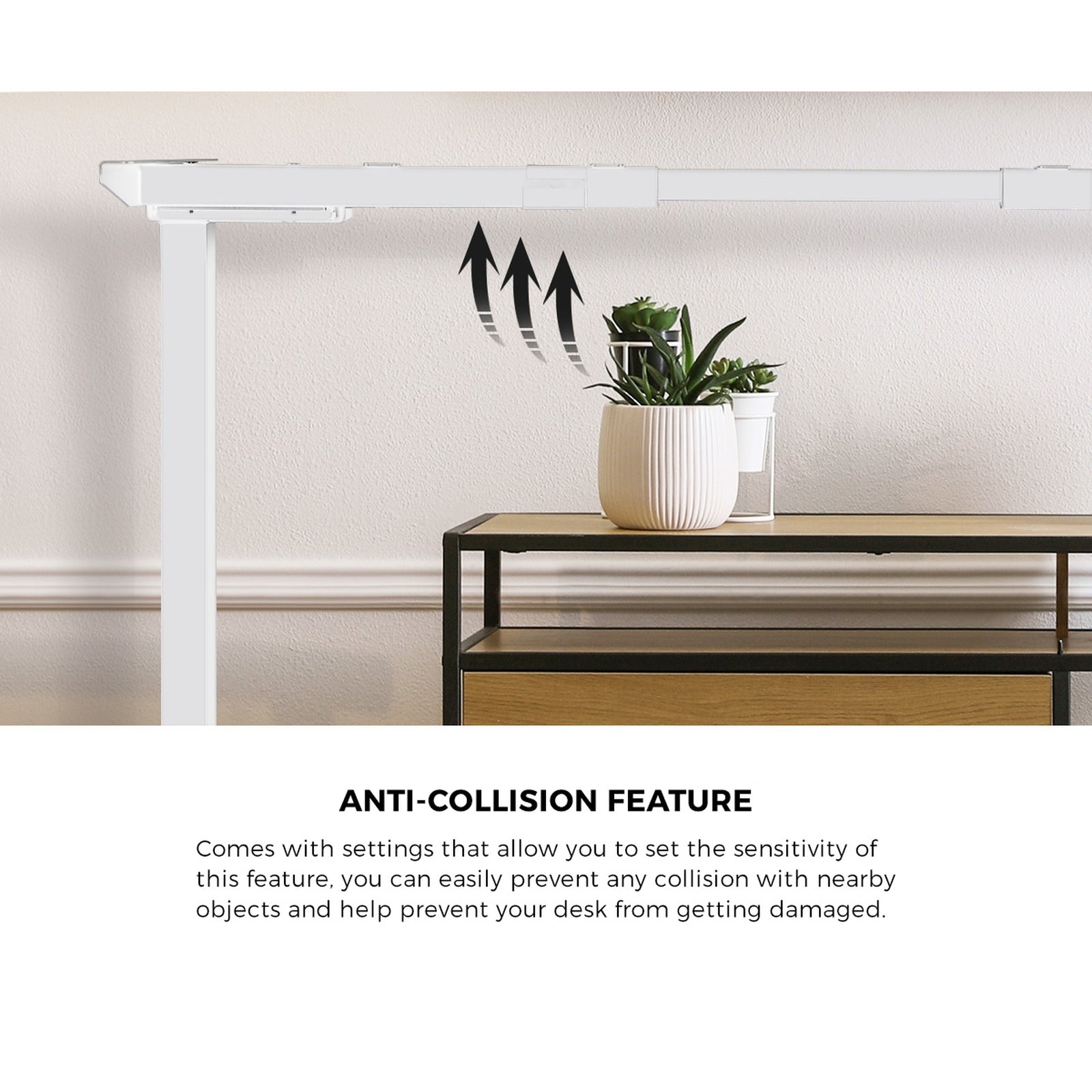 Oikiture 150cm Electric Standing Desk w/ Drawer Motorised Adjustable White Oak - Sunyee