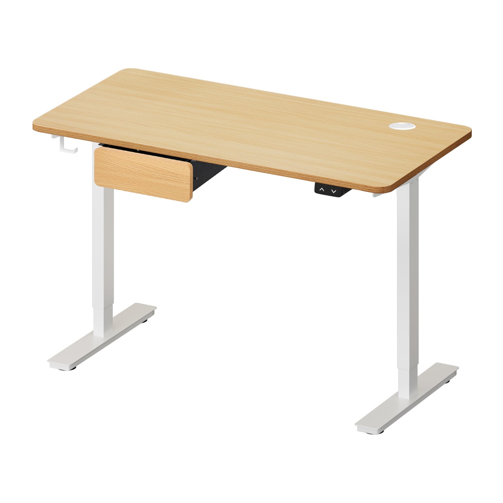 Oikiture 150cm Electric Standing Desk w/ Drawer Motorised Adjustable White Oak - Sunyee