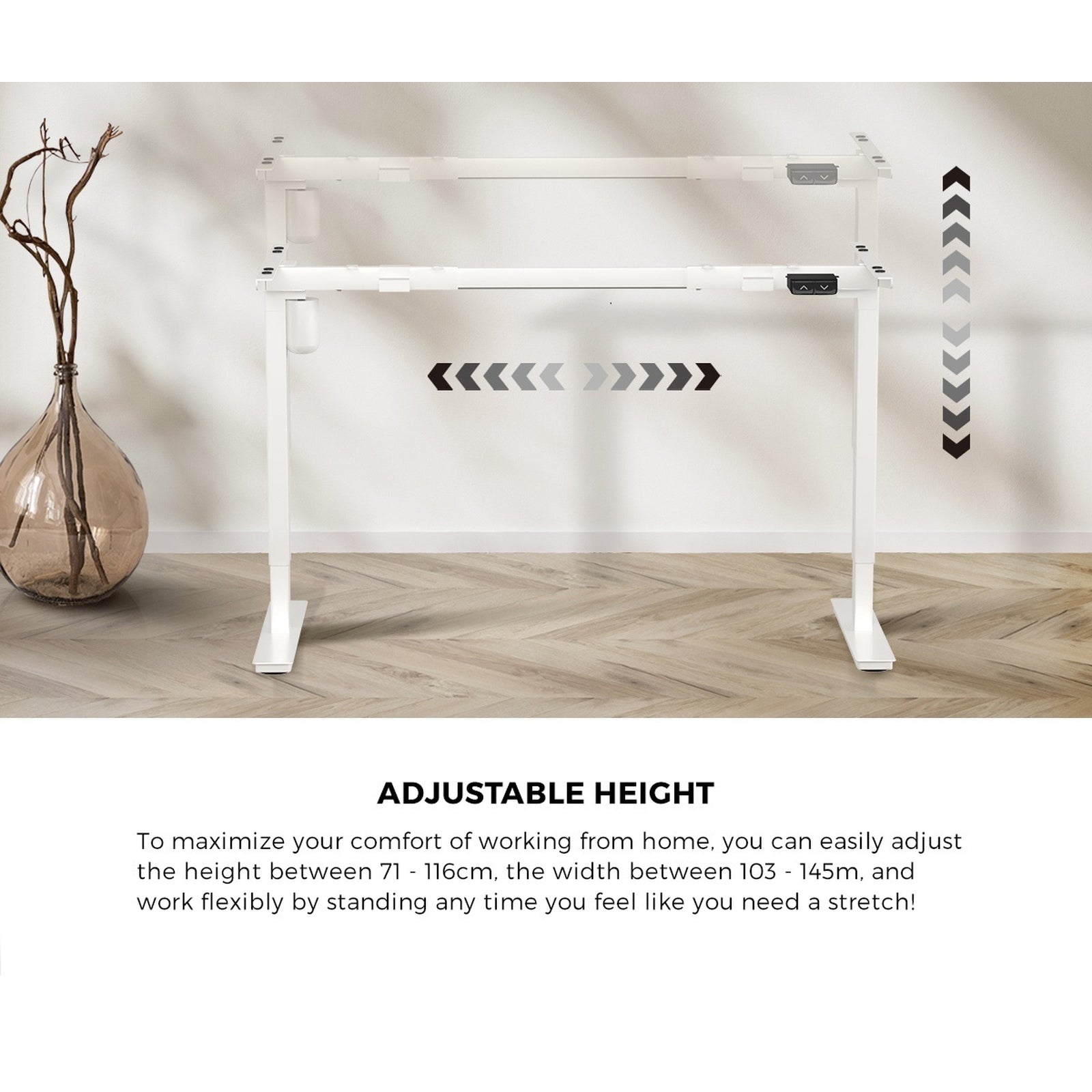 Oikiture 150cm Electric Standing Desk with Drawer Height Adjustable White & Oak - Sunyee
